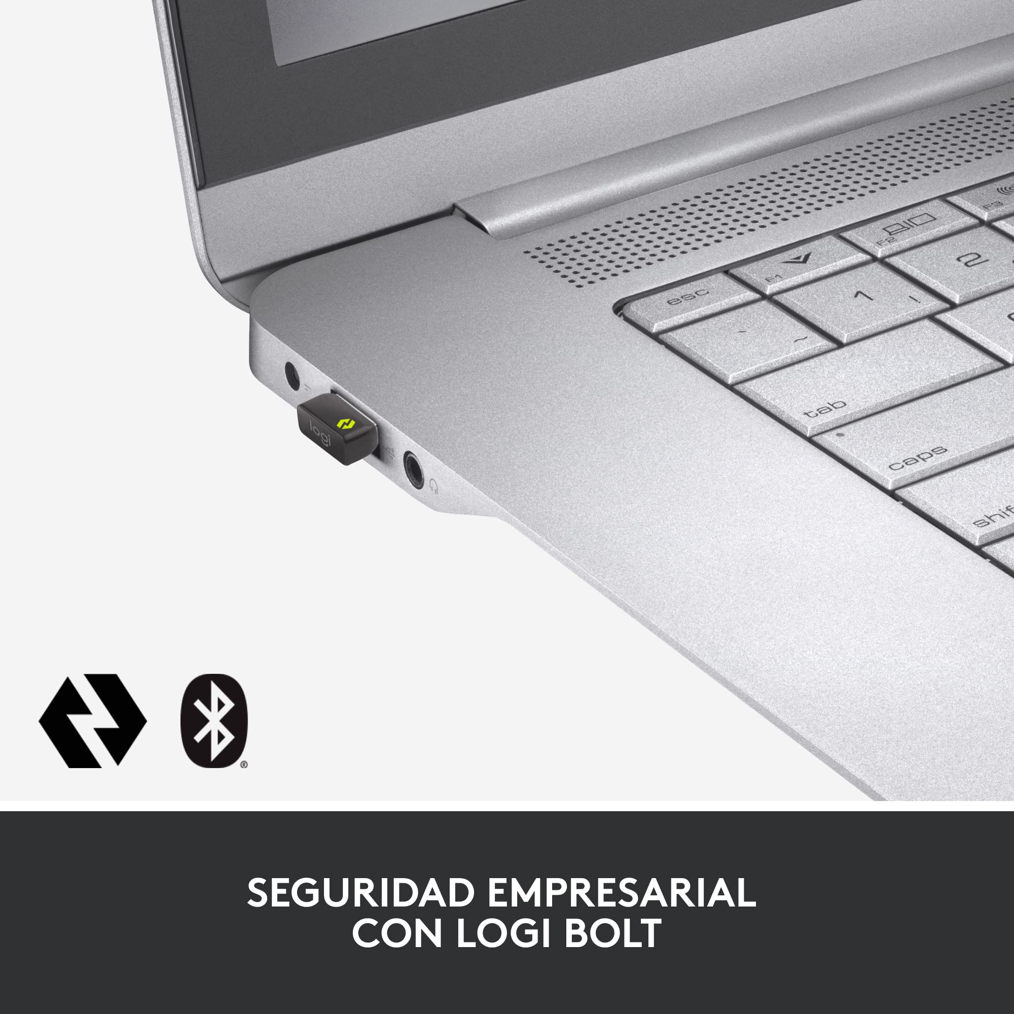 Logitech MX Keys Combo para empresas Gen 2, teclado/ratón inalámbrico de tamaño completo, con apoyamano para teclado, Bluetooth, Logi Bolt, Clics Suaves, Windows/Mac/Chrome/Linux, QWERTY ESP - Grafito