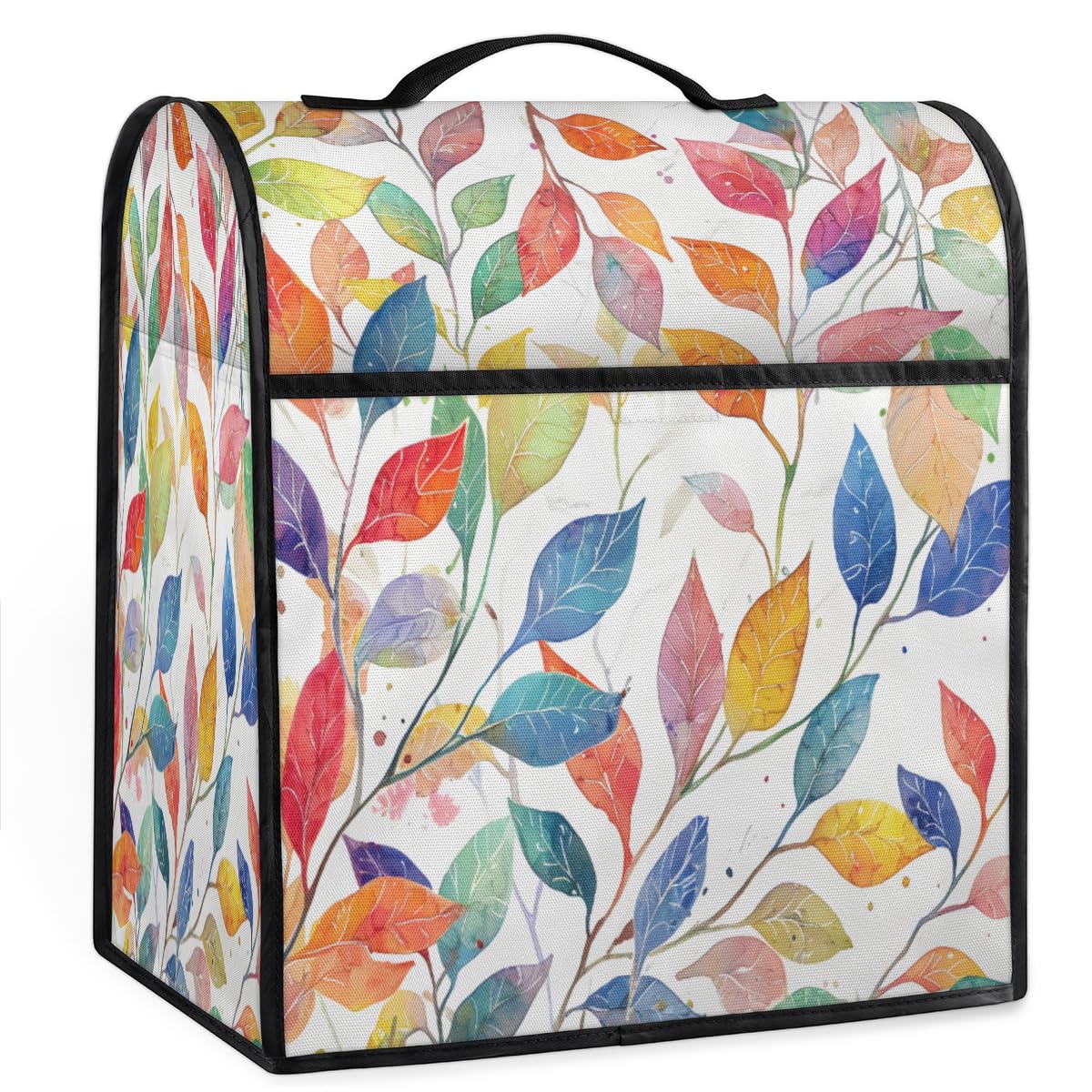Coffee Maker Cover Colorful Leaves Kitchen Appliance Covers Small Appliance Covers Blender Cover Juicer Cover Dust Covers for Kitchen Appliances with Top Handle and Pockets,Washable,B506