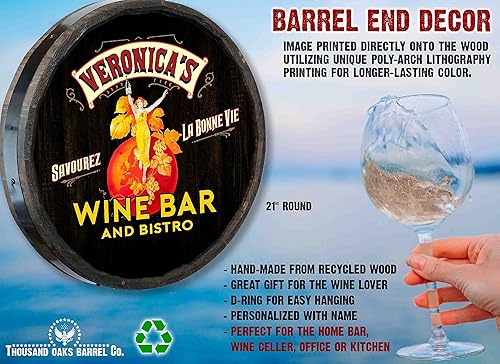 Vista 171 de THOUSAND OAKS BARREL CO. Personaliza el letrero de un cuarto de barril con cócteles de gato negro, barril de vino hecho de madera de roble de alta