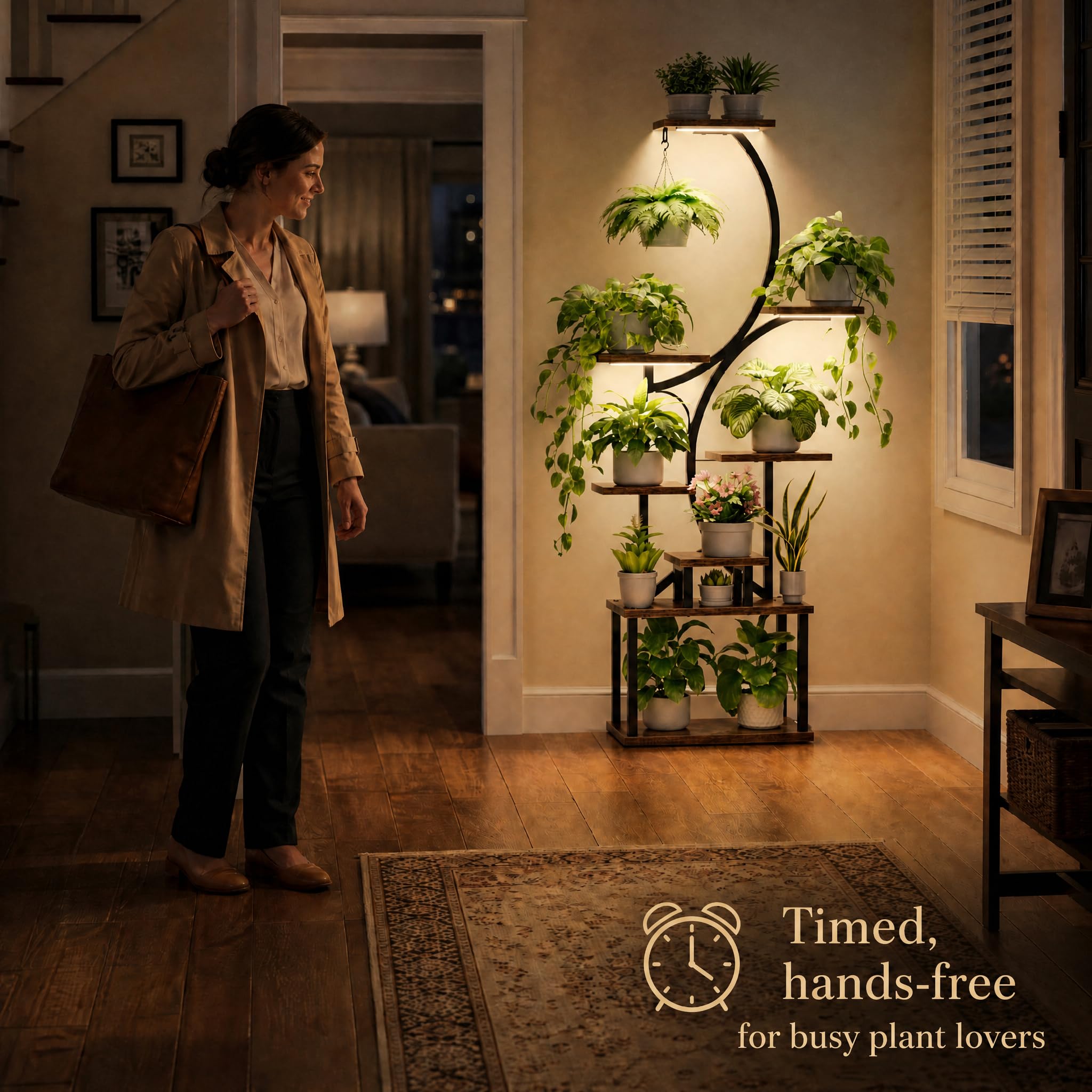 Amazon.com : Plant Stand with Grow Lights for Indoor Plants, 8-Tiered Tall  Corner Plant Shelf with Full Spectrum Light, S-Shaped Space-Saving Narrow  Flower Holder, Anti-Tip for Living Room Bedroom Office, Brown :