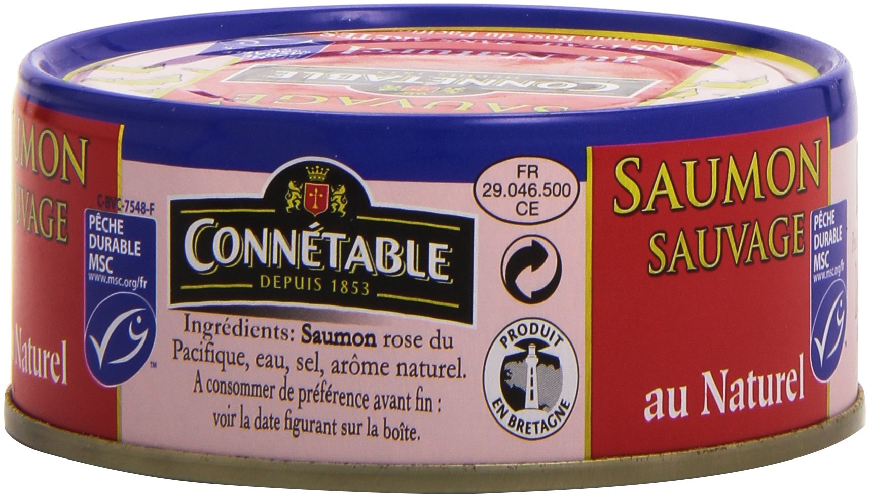 Connétable Saumon Sauvage au Naturel La Boîte de 160 G, 112 g Net Egoutté - Lot de 6
