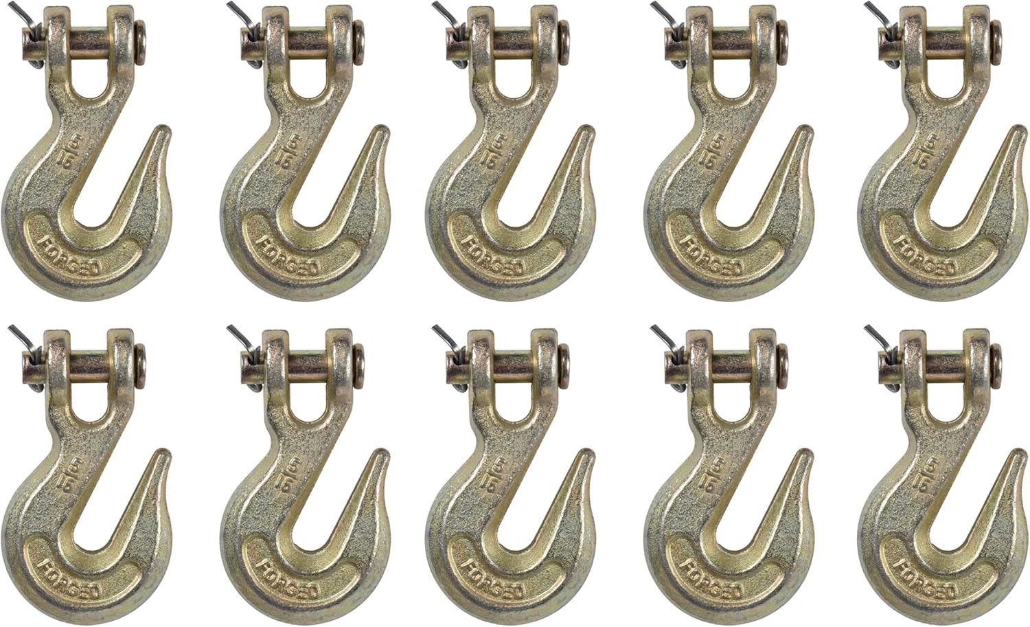 Hi-Gear Clevis Grab Hook, 4,700 LBS Working Capacity, Compatible with Tow Chain 5/16" Chain, Grade 70, Hook Flatbed, Trailer Tie Down Hauling Rig, Package of 10