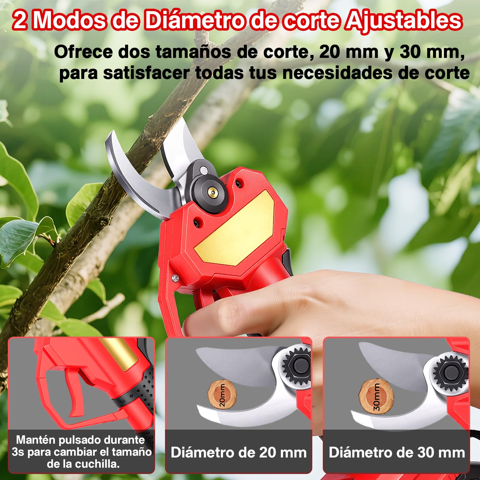 Tijeras de Podar Electricas, SK5 Tijeras de Poda de 40 mm con Pantalla LCD, con Baterías 2x2000mAh para Jardinería, Árboles Frutales, Viñedos y Granja
