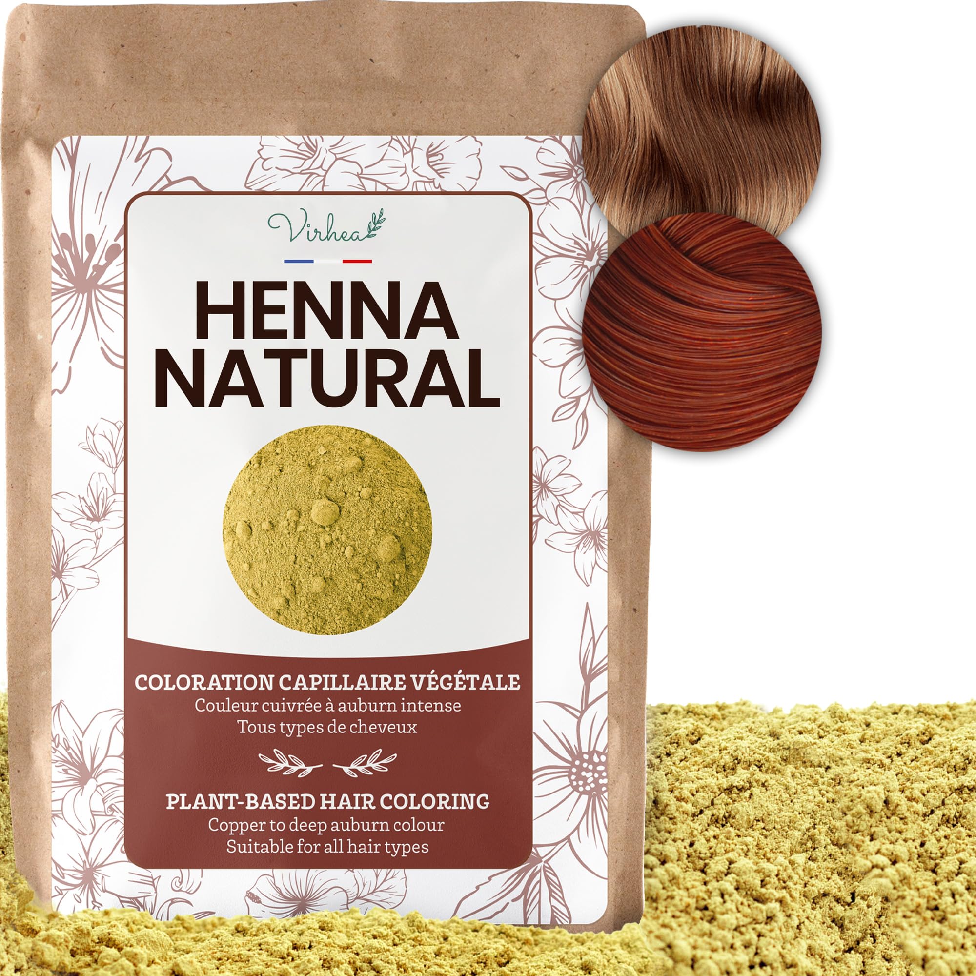 Natural Henna 150g for Hair - Vegetable Dye Powder Without Ammonia - Permanent Hair Color - Natural Pigment Red Hair Copper