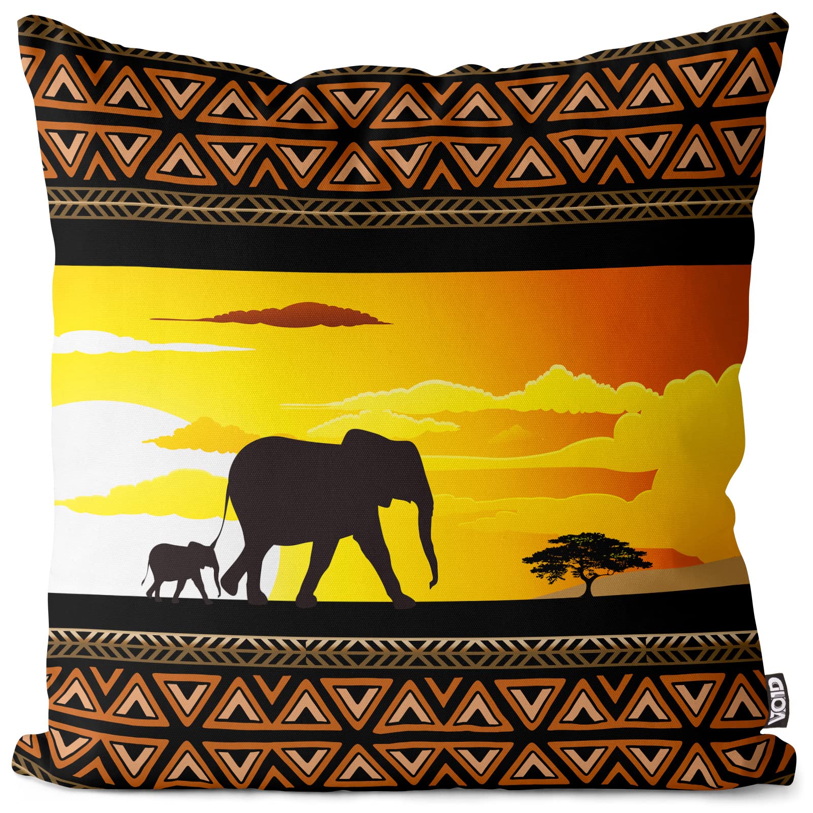 VOID Afrika Elefanten Giraffen Kissenbezug Kissenhülle Sofakissen Kissen Deko Outdoor-Kissen Dekokissen, Kissen Größe:50 x 50 cm