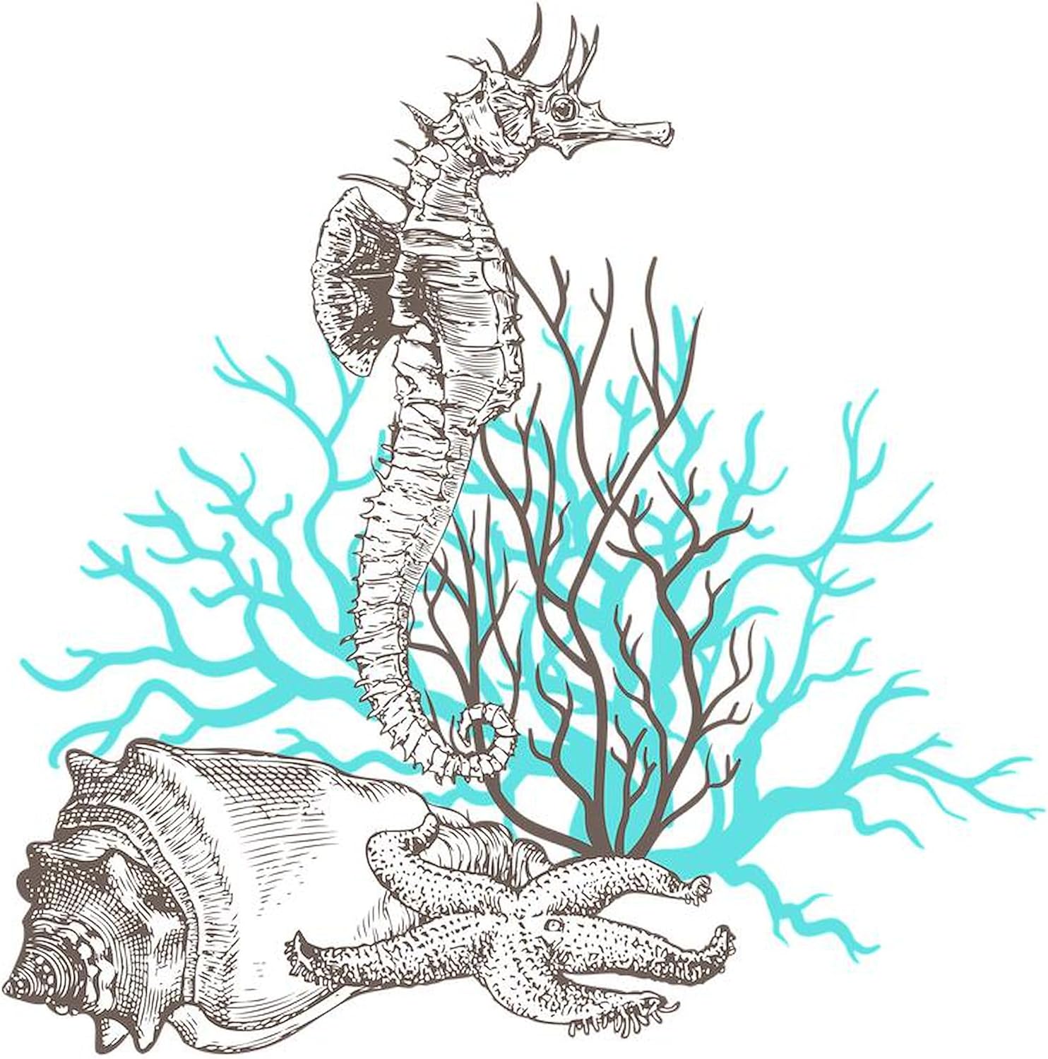 CafePress Ocean Gems Seahorse in Teal Decorative Fabric Shower Curtain