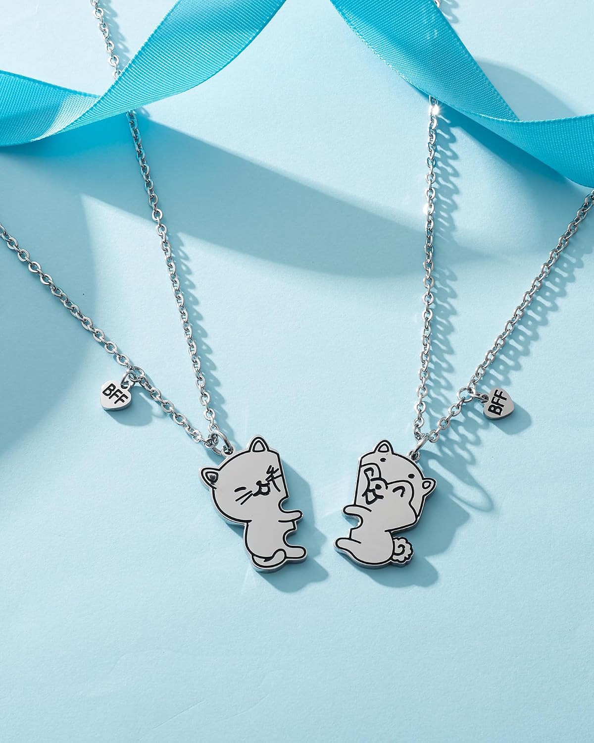 2Pcs Matching BFF Friendship Pendant Necklace Jewelry for Teen Boys Girls | Friendship jewelry set, christmas valentine birthday gifts, daily wear accessory for bestie daughter sister best friends