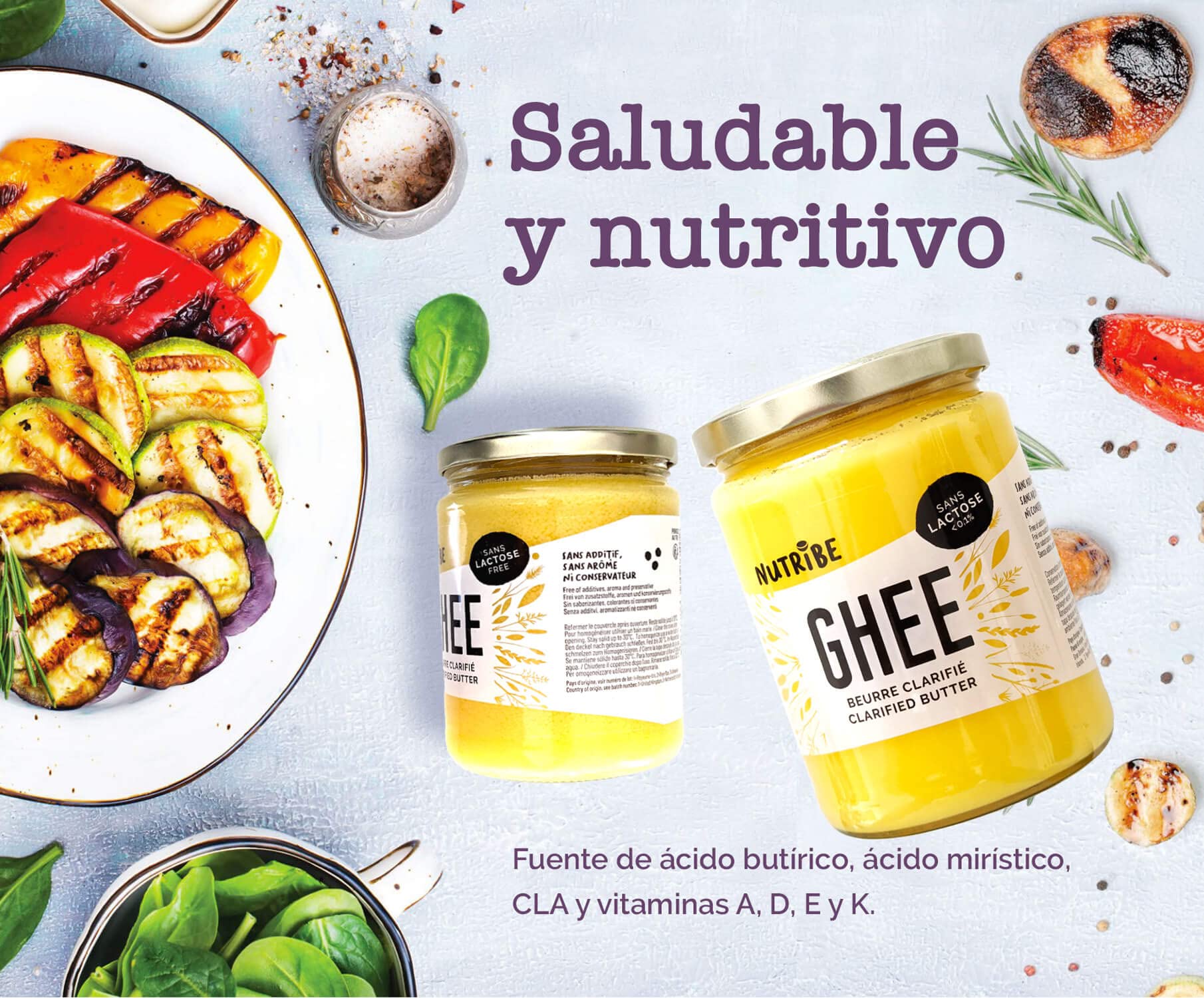 Nutribe Ghee Bio, de verano | Sin lactosa | Freír de manera saludable, Keto y Paleo, 500g
