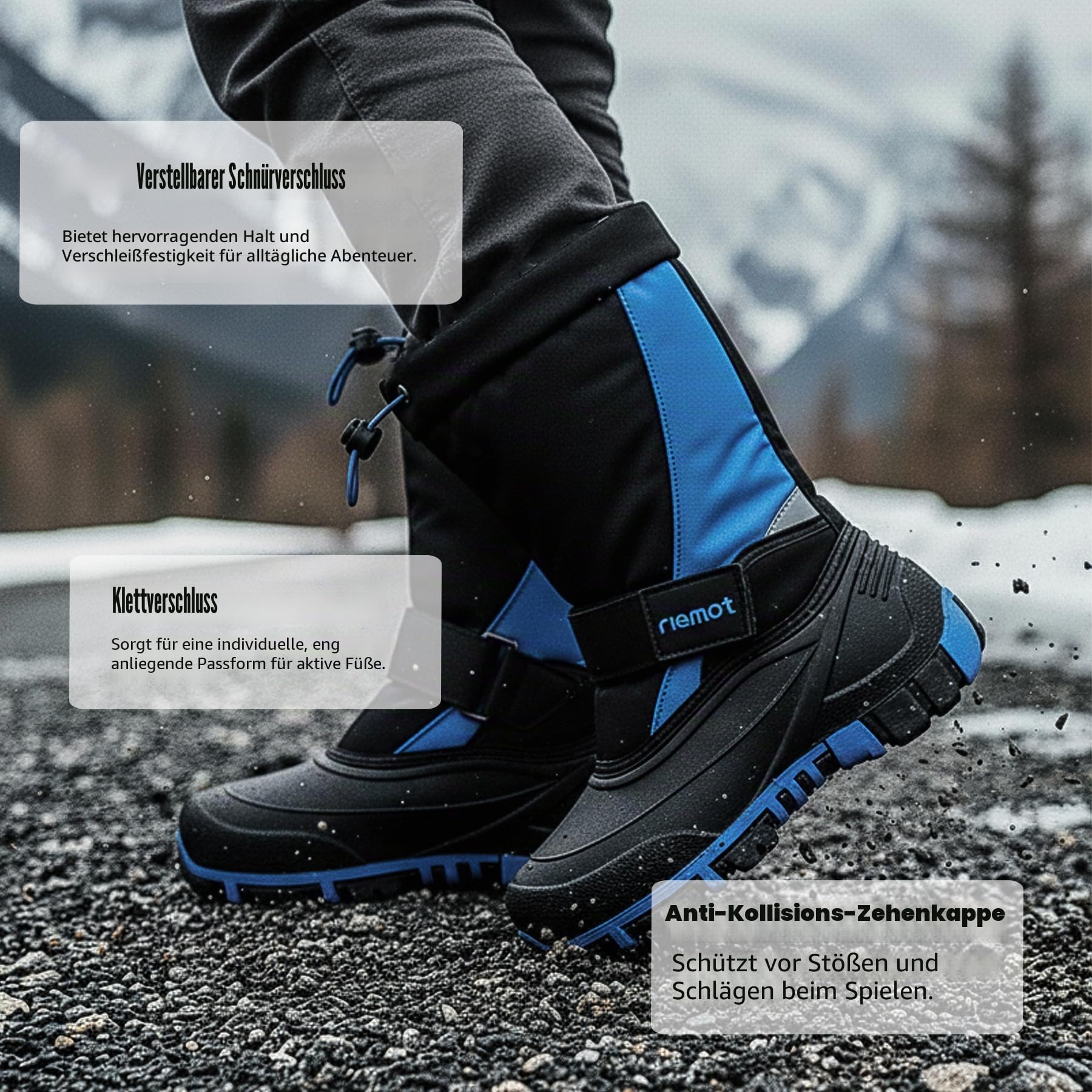 riemot Schneestiefel Jungen Mädchen Warm Gefüttert Winterstiefel Kinder Winterschuhe Wasserdicht Kinderstiefel Outdoor Rutschfest Winter Stiefel Snowboots