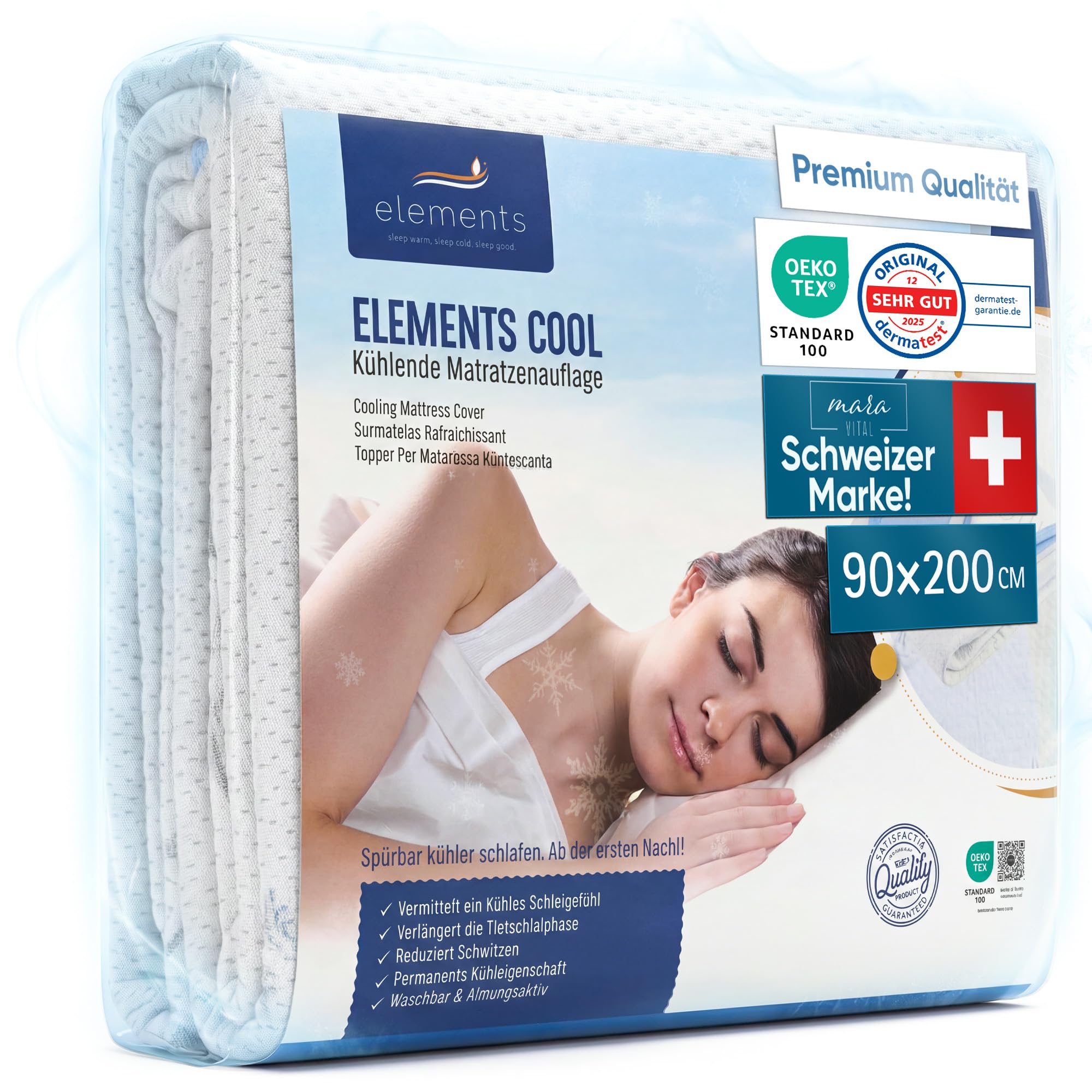 Kühlende Matratzenschoner 90x200 | Endlich kühl schlafen Dank PCM Kühlfasern | Matratzenauflage gegen Schwitzen mit 3–5 °C Kühleffekt | Matratzenschutz für den Sommer Oeko-TEX Zertifiziert