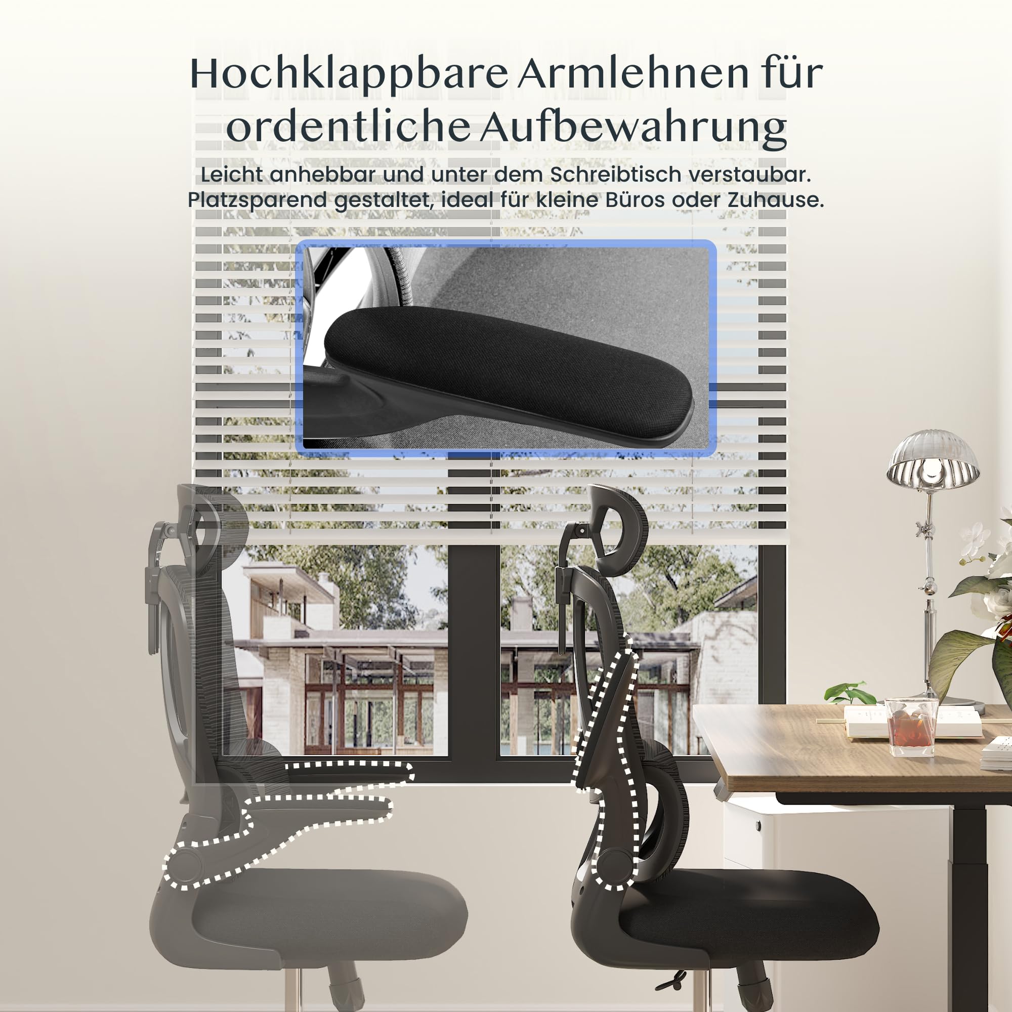 FLEXISPOT Ergonomischer Bürostuhl, Schreibtischstuhl mit 2D-Kopfstütze, Klappbare Armlehnen & Dynamische Lendenstütze, Stuhl mit 120° Wippfunktion für Homeoffice, Arbeitszimmer, Büro (Schwarz)