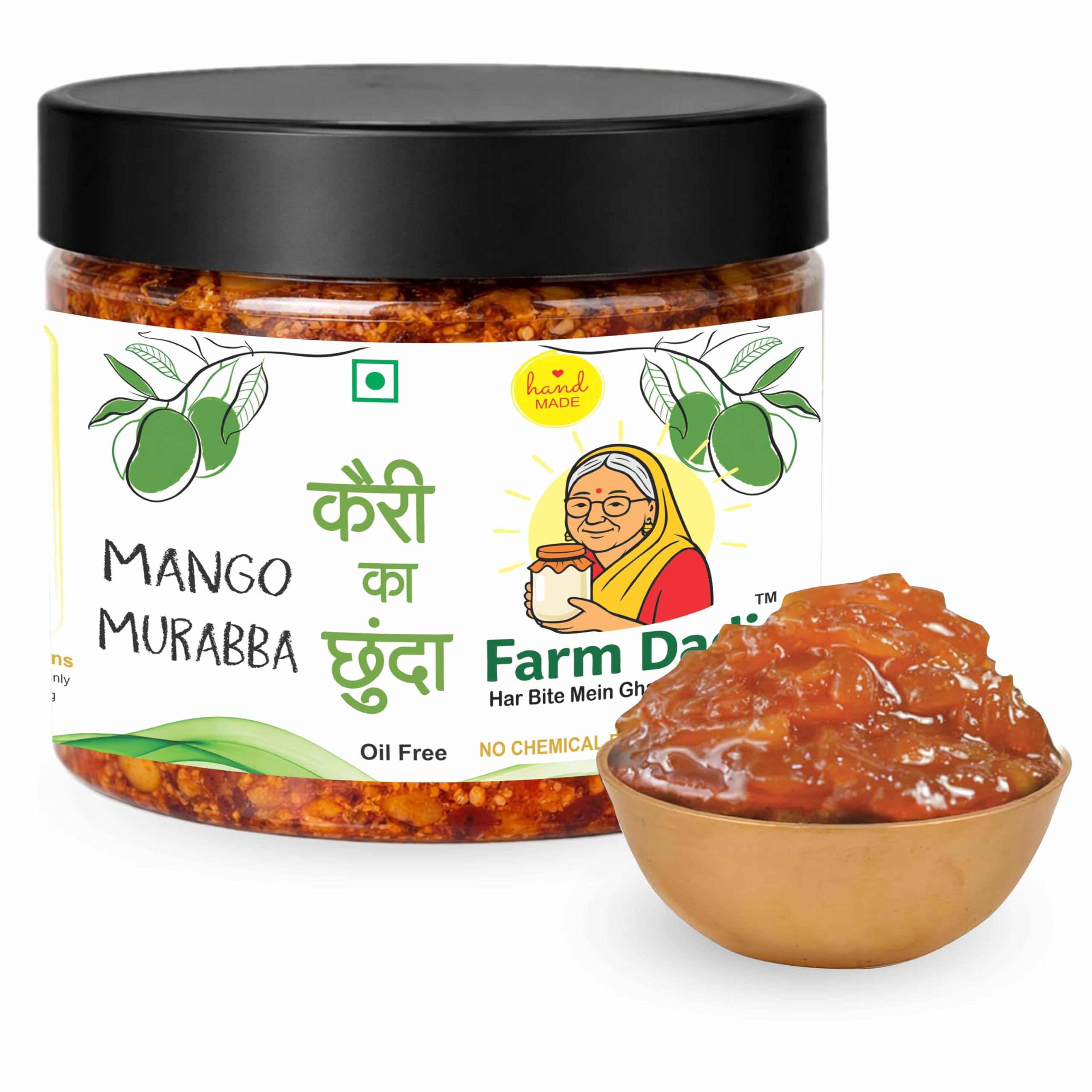 FarmDadi Mango Chunda Chutney 350g | Sweet & Tangy Aam Chunda (Aam Murabba Style) | Homemade Traditional Pickle | Oil-Free | No Chemical Preservatives