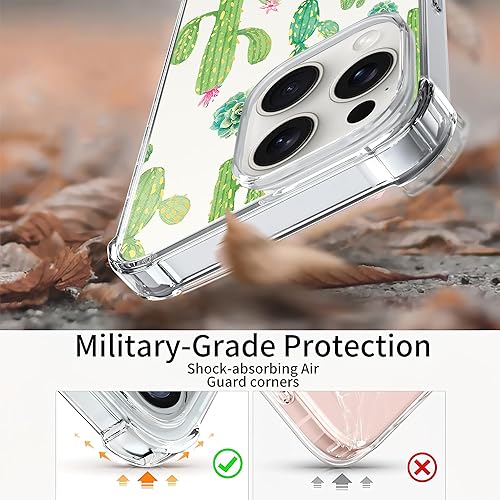 Miniatura 5 de Losthll Funda transparente compatible con iPhone 15 Pro Max, funda para iPhone 15 Pro Max de 6.7 pulgadas con diseño de cactus verde y cactus para