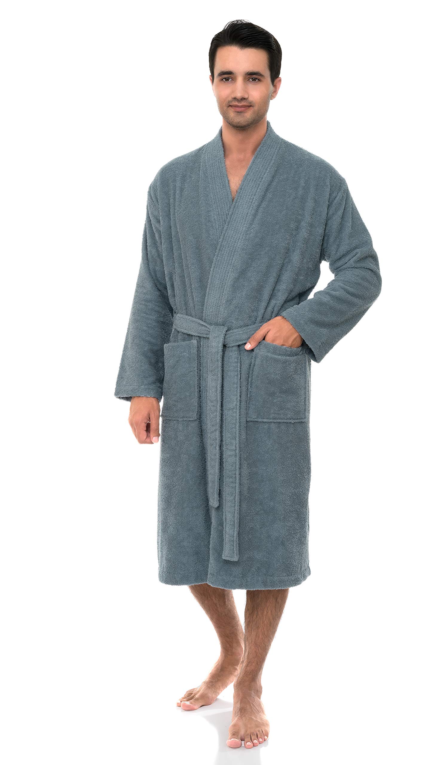 TowelSelections Mens Robe 100% Cotton Terry Cloth Towel Bathrobe Calf Length Shower Bath Robe for Men