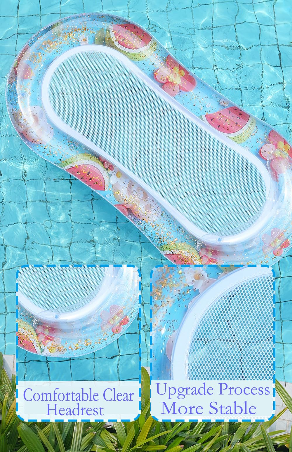 Flotadores de piscina, flotador inflable para piscina, tamaño adulto, 56 x 28 pulgadas, hamaca de agua, balsas flotantes para piscina, fiesta flotante para verano, playa al aire libre