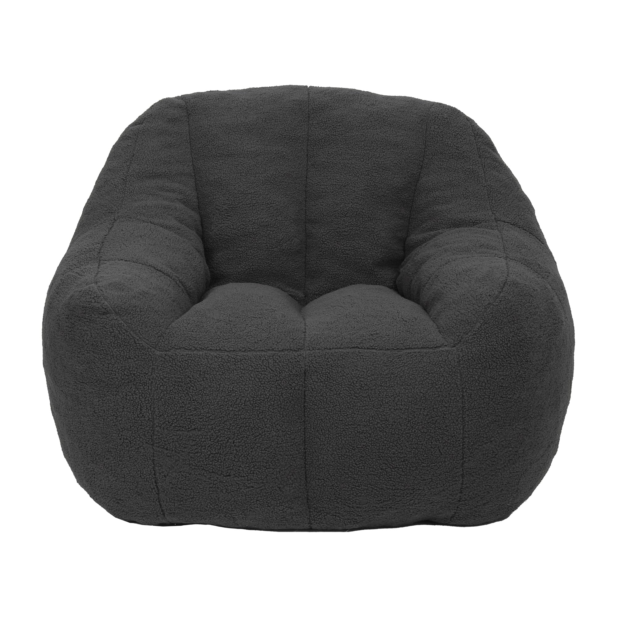 INMOZATA Bean Bag Chairs for Adults and Kids - Comfy Beanbag with Tufted Soft Stuffed Filling - Teddy Floor Chair with Memory Foam for Dorm, Apartment, Living Room, Bedroom(Dark Grey)