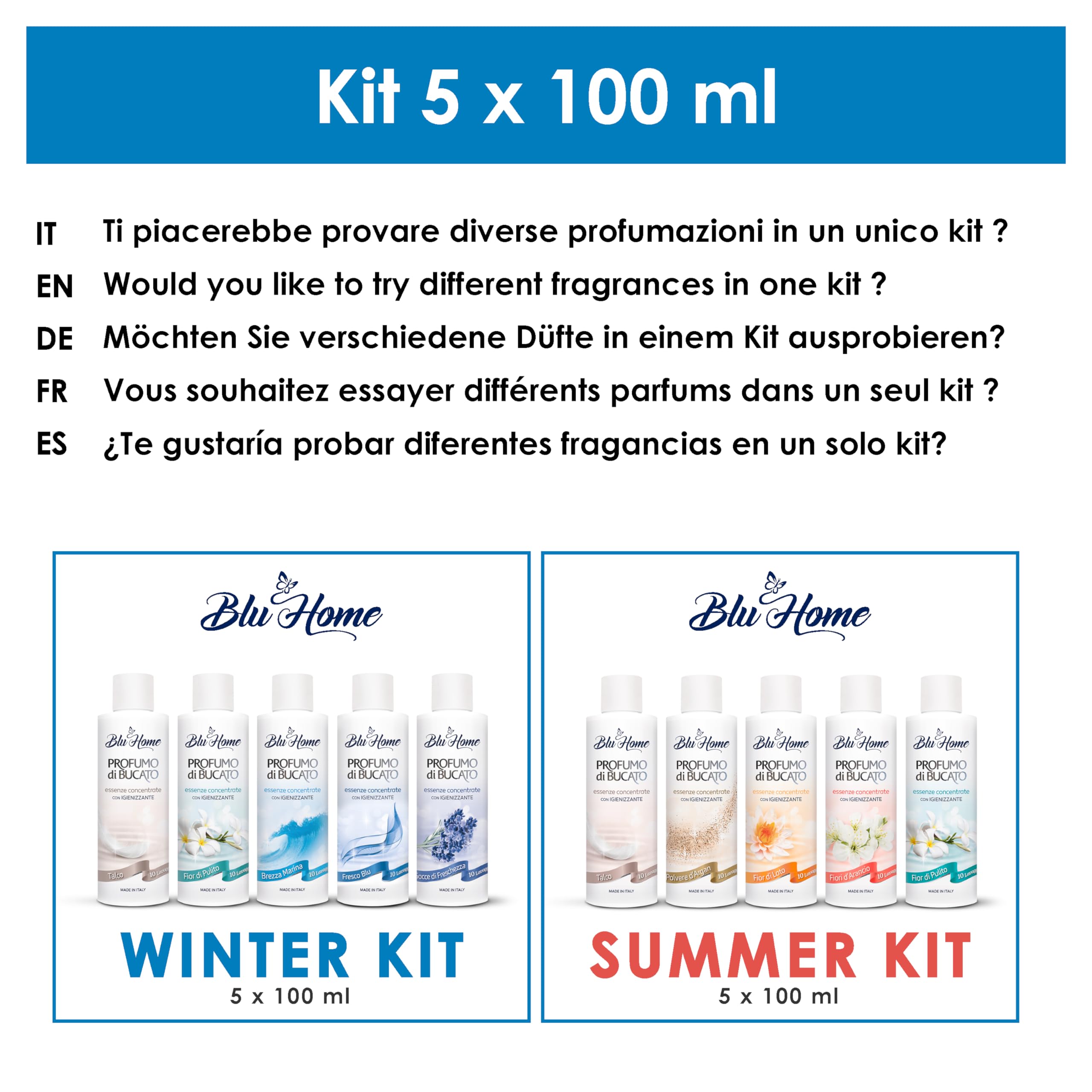 Blu Home Profumo per BUCATO, Essenza Profuma Bucato, Essenza Bucato a Lunga Durata, Super Concentrato per Lavatrice (500 ml (Confezione da 1), Fresco blu)