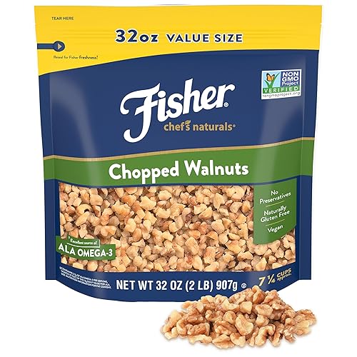 Miniatura 14 de Fisher - Mitades y piezas de nueces, 32 onzas, nueces cultivadas en California, sin sal, naturalmente sin gluten, sin conservantes, sin OMG