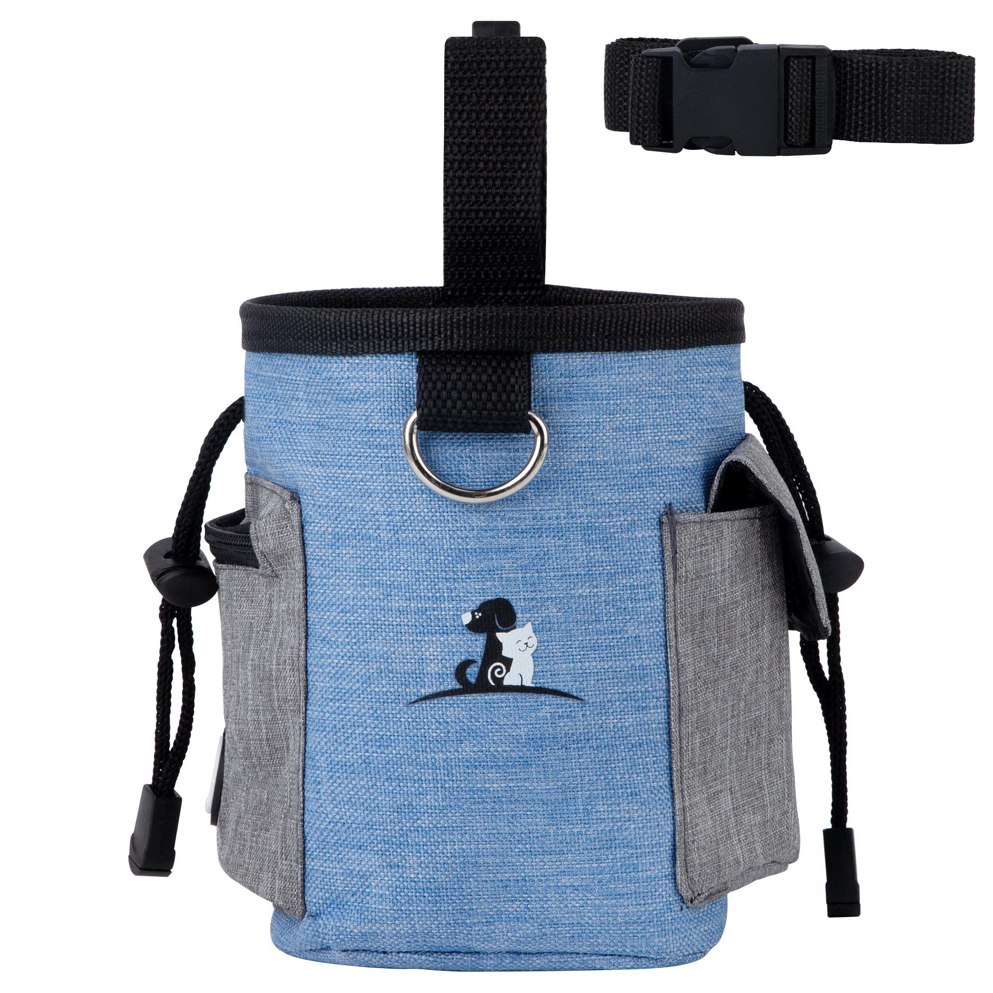 Bolsa de Entrenamiento para Perros, Bolsas de Golosinas para Mascota, Bolsa de Bocadillos Impermeable y Portátil Cinturón y Pinza de Cinturón, 3 Formas de Vestir