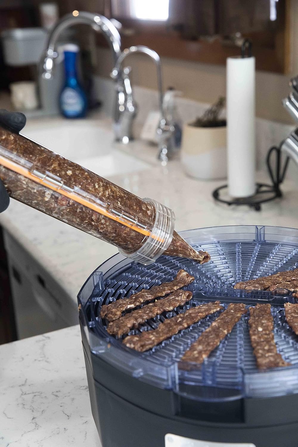 CanCooker EZ Jerky Shooter - Premium Stainless Steel Jerky Gun with 3 Nozzles & 1lb Capacity - Dishwasher Safe Meat Processor for Homemade Beef Jerky & Snack Sticks