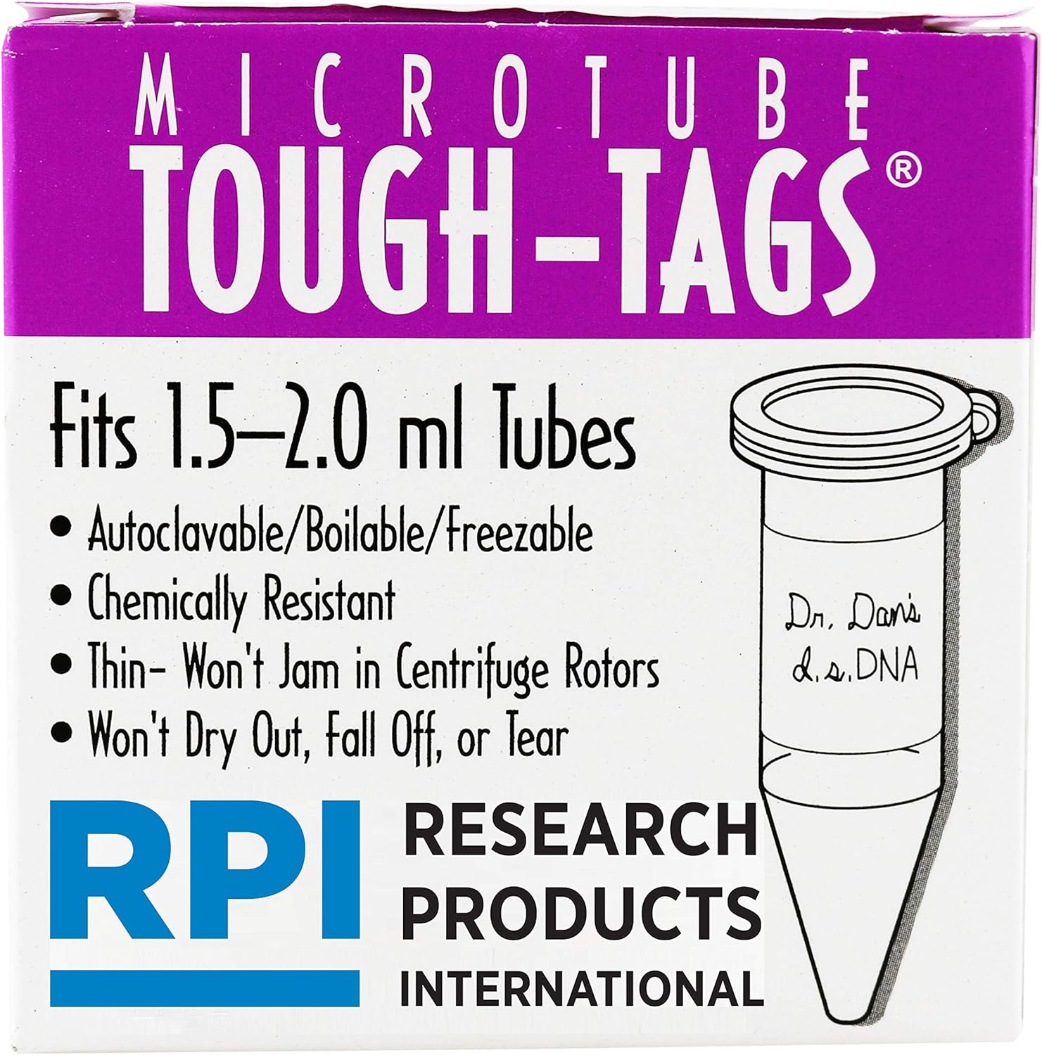 Tough-Tags, 1.28 x 0.5 Inch Labels for 1.5-2.0ml Tubes, White, 1000 per Package