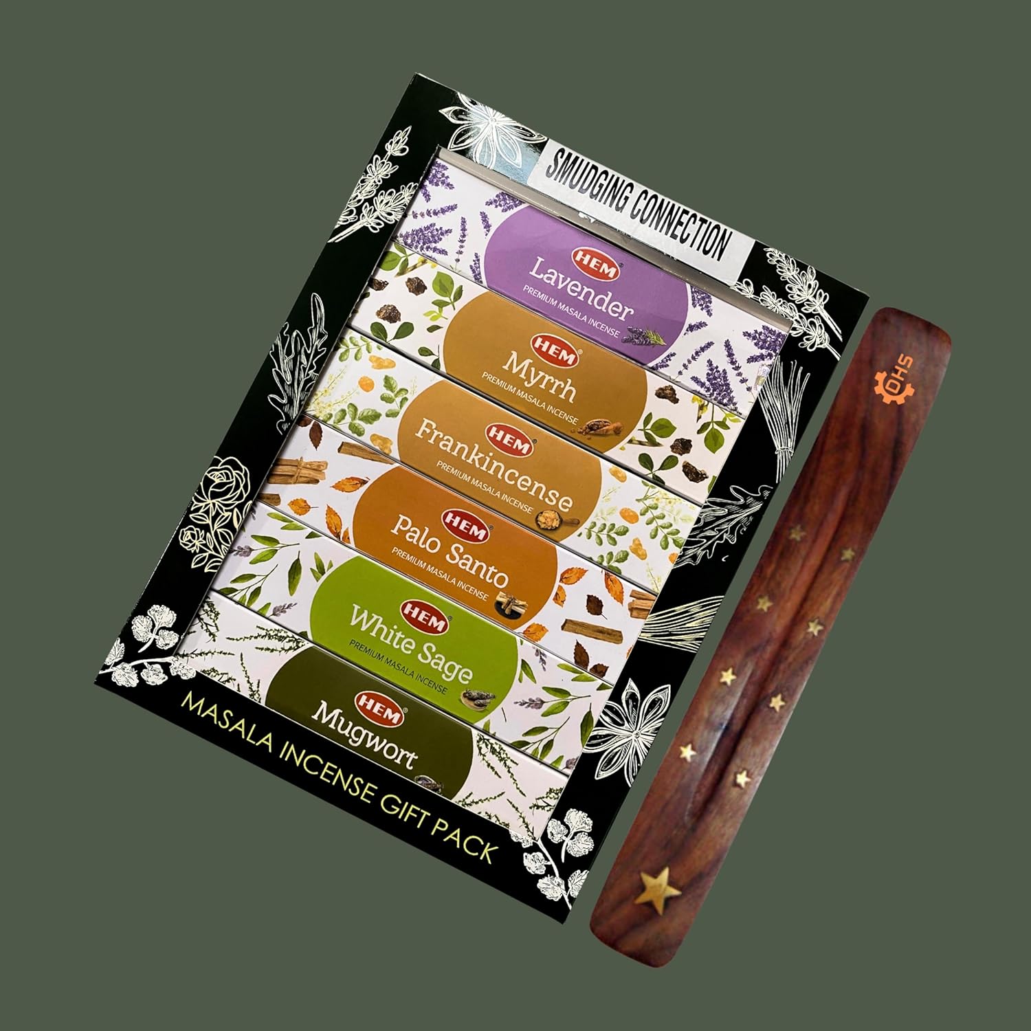 HEM Premium Masala Smudging Connection Series Incense Sticks pack of 6 (15g Each) GIFT PACK with DHS incense sticks holder