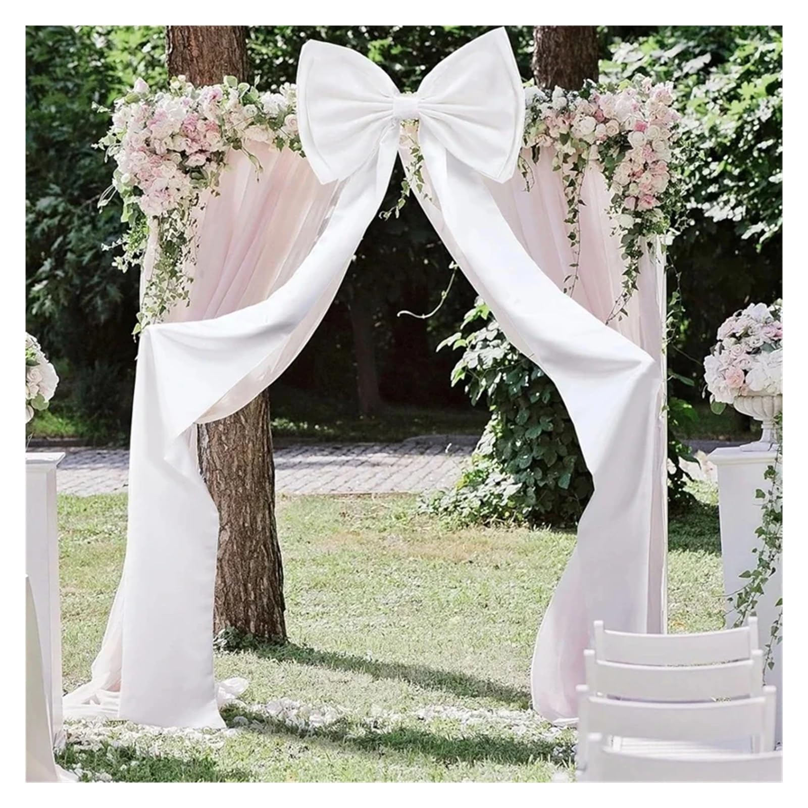 Generico Fiocco Grande,Satin Ribbon Bow Decorazioni Arco Decorativo Gigante con Fiocco Bianco for Cerimonia Nuziale, Festa di Compleanno, Sfondo Fotografico - Elegante Design in Tessuto(A1)