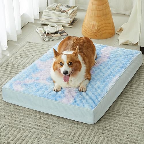 Vista 25 de WNPETHOME Cama ortopédica grande para perro, cama grande impermeable para perros con funda extraíble lavable y parte inferior antideslizante, Azul
