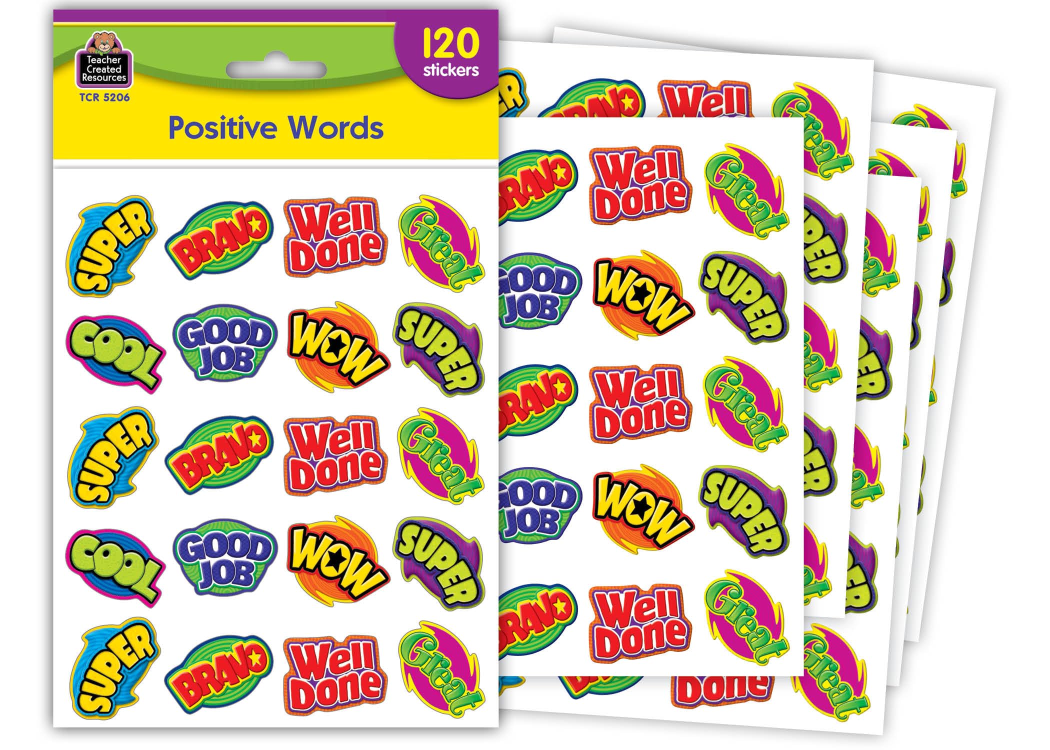 Teacher Created Resources(r) Positive Words Stickers, 120 Pieces