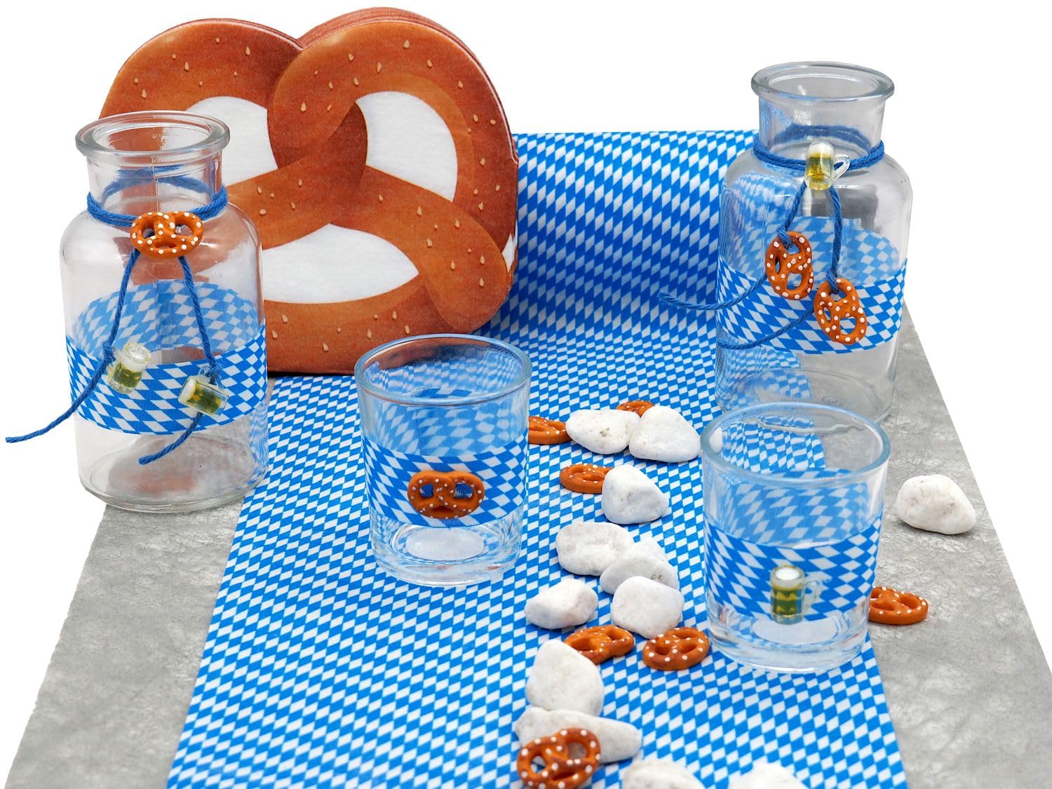ZauberDeko Oktoberfest Tischdeko Brezel Bierkrug Bayrisch Blau Geburtstag Party Deko Mottoparty Set