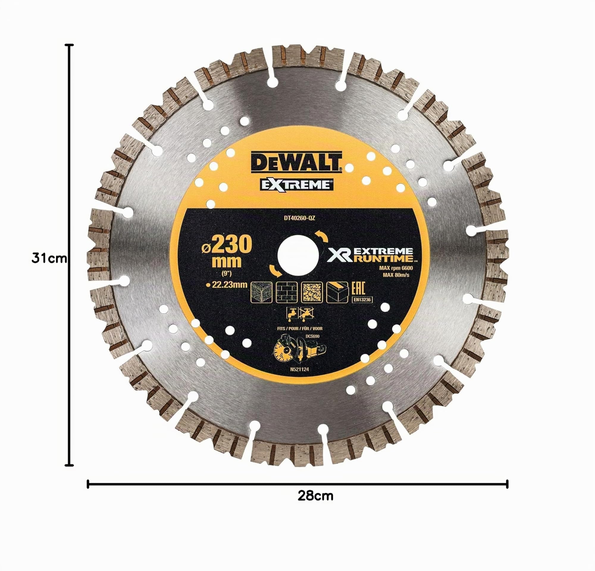 DEWALT Disque diamant segmenté multi-usage 230 mm, DT40260-QZ