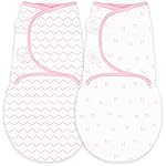 Amazing Baby Swaddle Blanket with Adjustable Wrap, Set of 2, Tiny Bows and Lattice, Pink, Small
