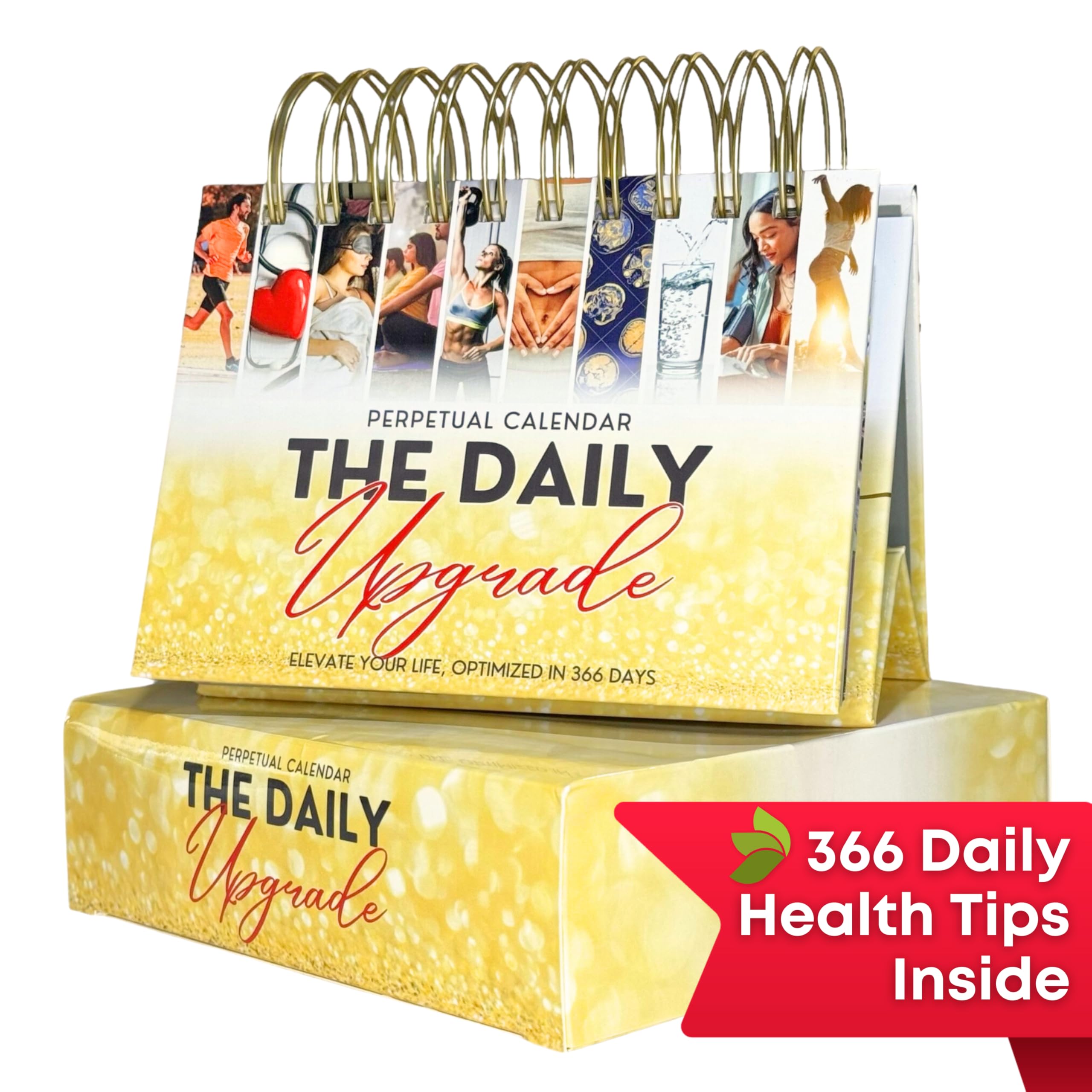 The Daily Upgrade: Daily Flip Calendar | Perpetual Desk Calendar for Motivation & Inspiration | Durable, Compact Desk Calendar | Gift Ideas for Office, Home, or Classroom | Year-Round Wellness Tips