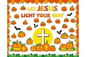 83Pcs Fall Christian Pumpkin Bulletin Board Set Let Jesus Light Your Way Classroom Decoration
