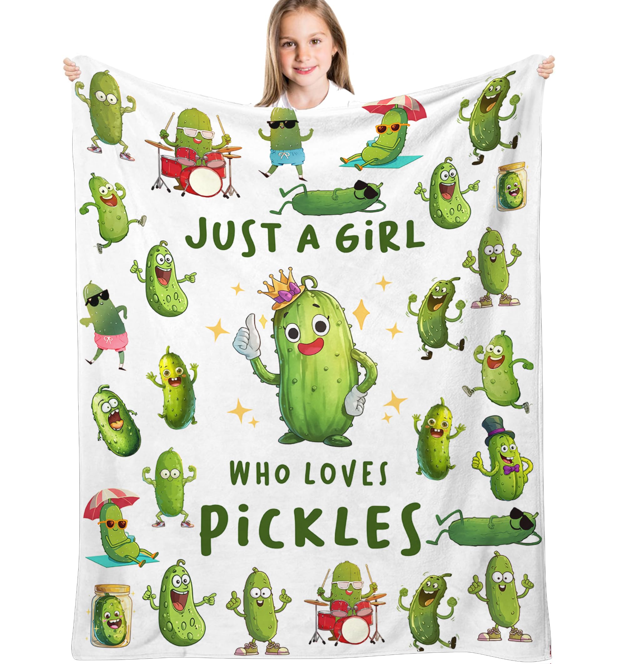 Fiwbnasz Pickle Gifts for Girl, Women, Pickle Blanket, Just A Girl Who Loves Pickles, Blanket for Pickles Lovers Lightweight for Bedding Sofa (40x50)