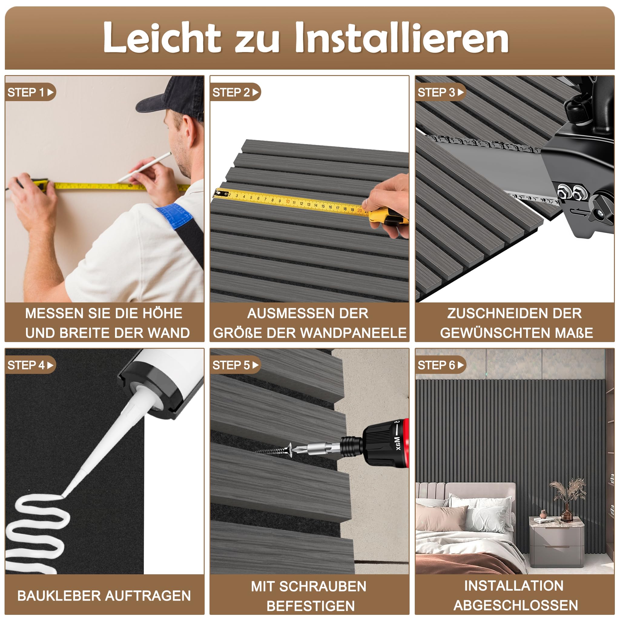 UISEBRT Zestaw 2 paneli akustycznych, panele ścienne, panele ścienne z prawdziwego drewna, fornir, płyty akustyczne, ściana lamelowa, panele drewniane, ściana 3D, panele drewniane, filc akustyczny, 60