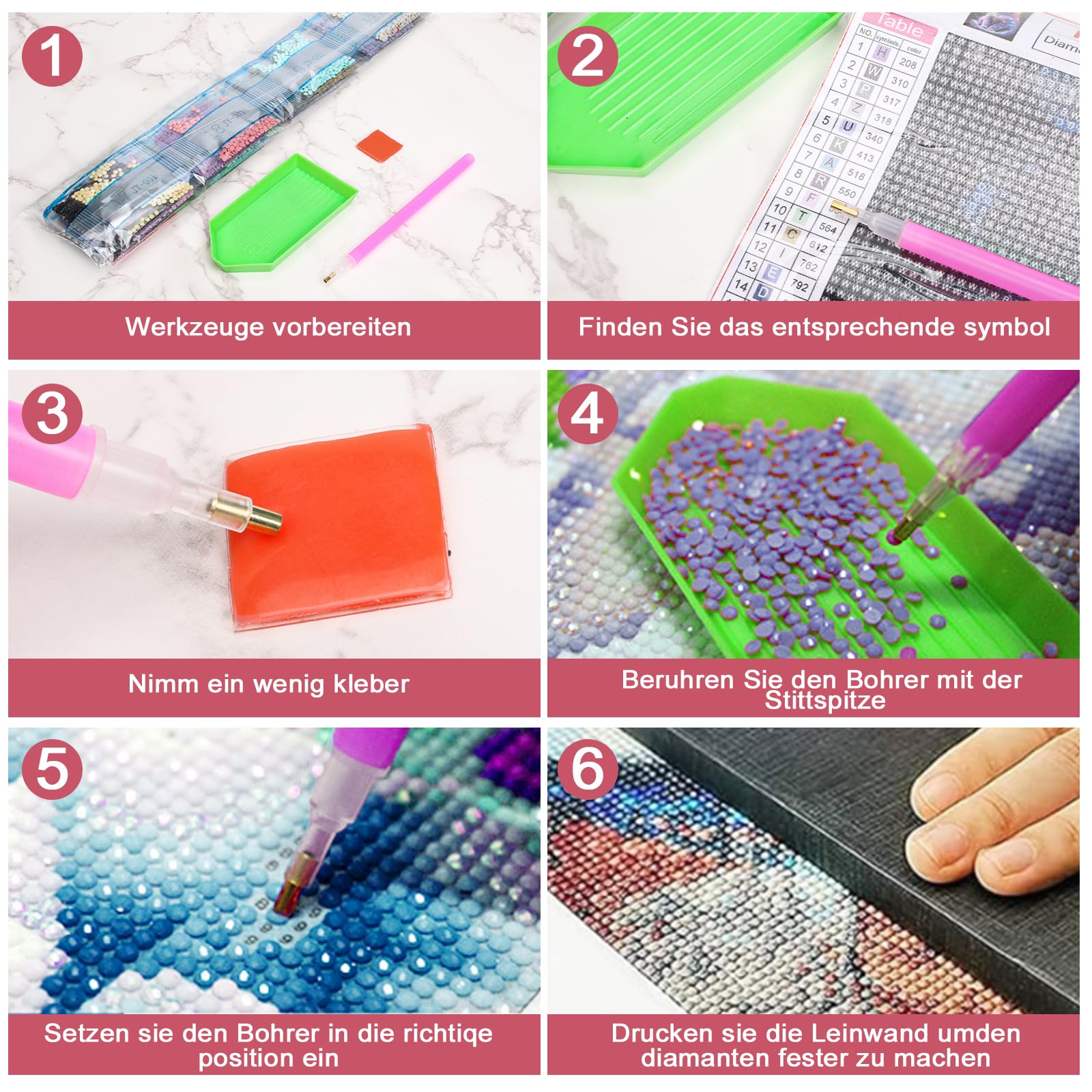 Kit Diamond Painting Farfalla E Fiori - 30x40 Cm - Con Diamanti 5D - Attività Creativa - Foto 10