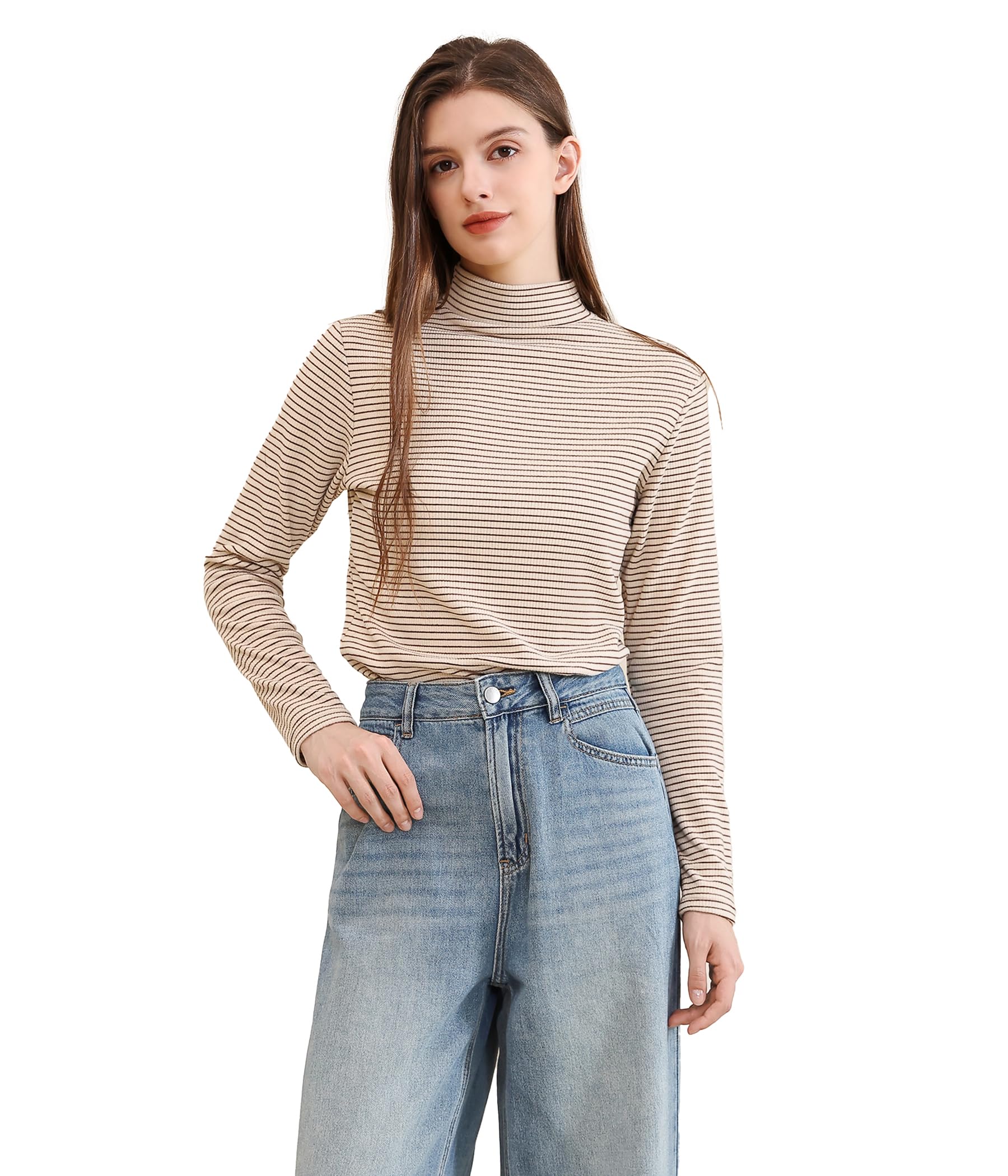 POWER FLOWER Damen Thermo-Langarmshirt – Rundhals, Fleecegefütterte Unterziehshirt, Weiche und Warme Thermounterwäsche