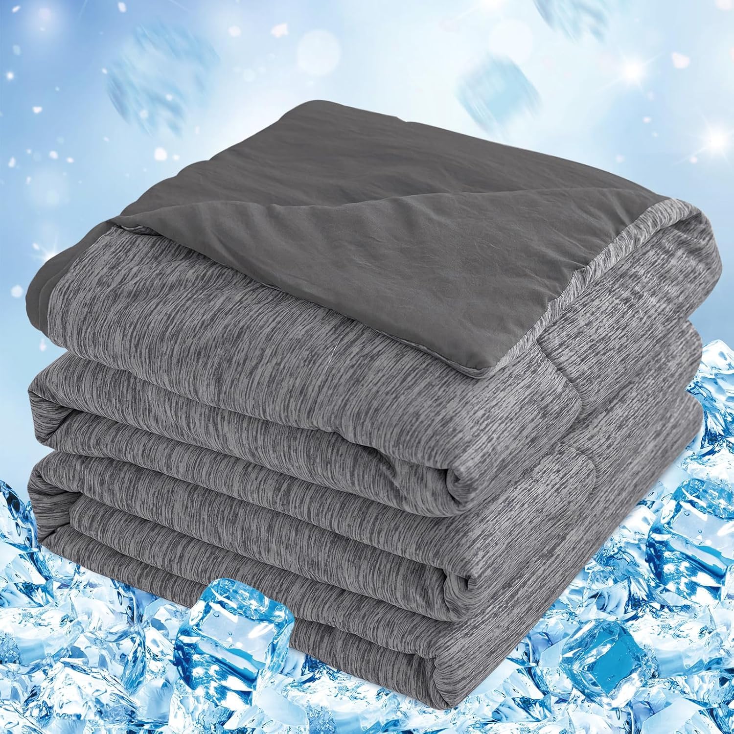 RUMBALUXY Sommer Kühldecke, Kühlende Decke, Arc-Chill Q-Max>0.45,Leichtgewicht & Atmungsaktiv, Kühldecken zum schlafen Kühldecke für Heiße Schläfer, Nachtschweiß, Schwarz, 228 x 228 cm
