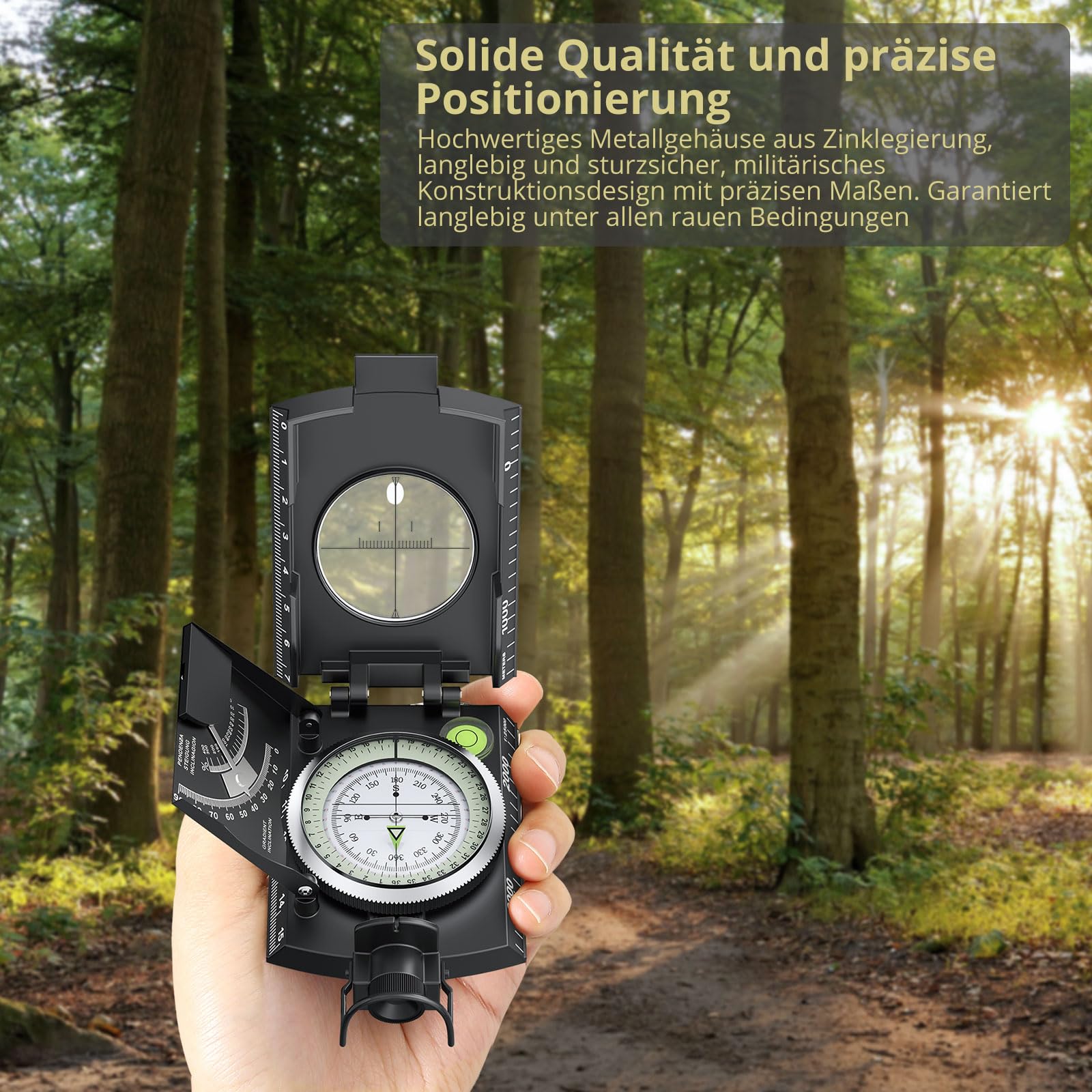Anbte Kompass Militär mit Klinometer Professioneller Marschkompass IP65 Compass mit Tragetasche Wasserdicht Navigation Compass für Jagd Camping Wandern Outdoor-Aktivitäten