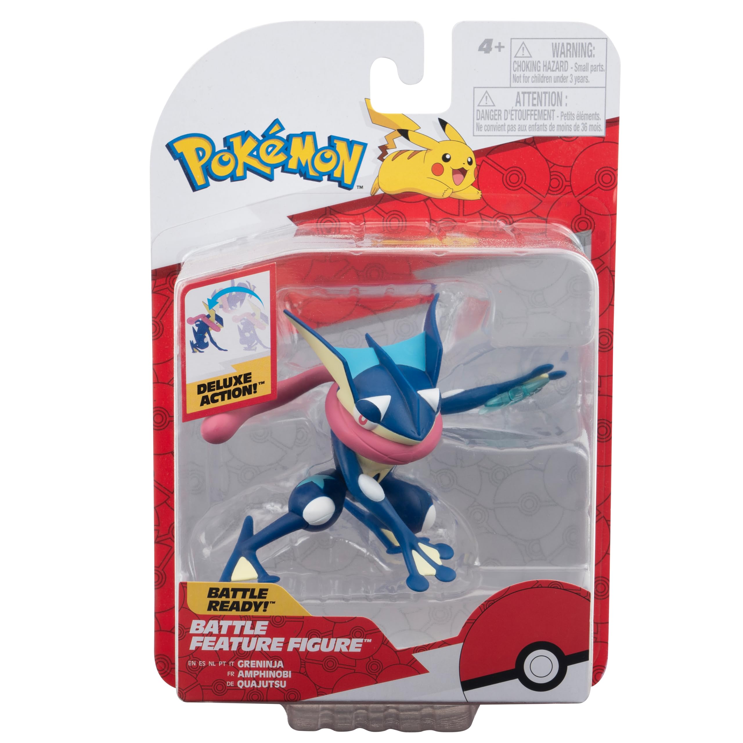 Pokemon Greninja Figures, Detailed Official Figures, Deluxe Action, Battle Ready, Action Figurines, Collectibles, Display Toys for Boys, Battle Feature Figures
