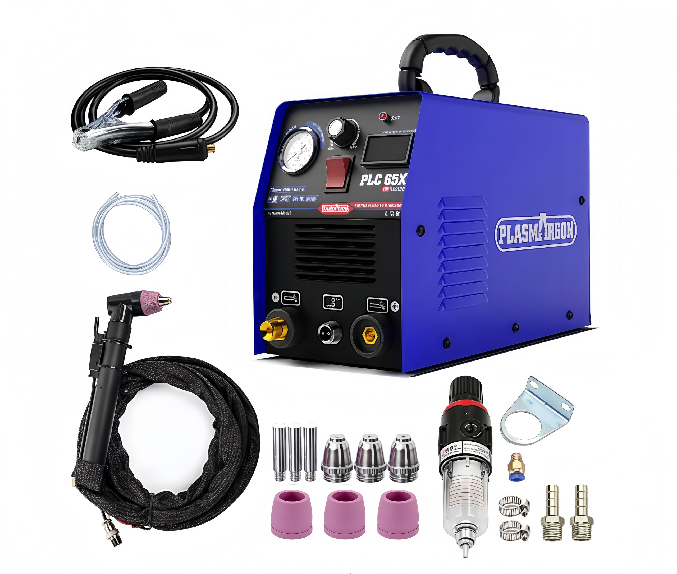 wycinarka plazmowa 65Amp bezdotykowy pilot, duży cyfrowy wyświetlacz, maks. grubość cięcia 18mm, 220V maszynka do cięcia plazmą - PLC65X