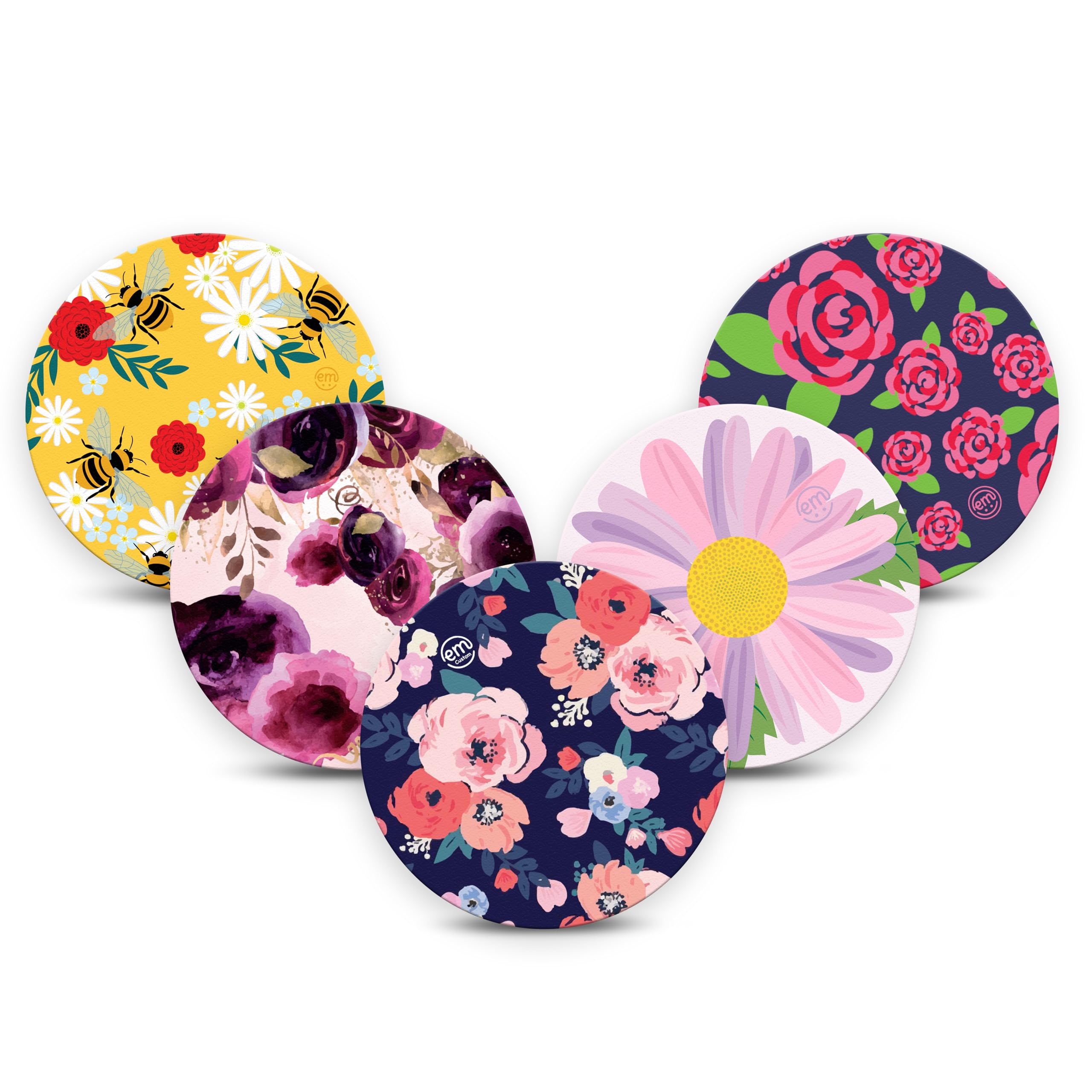 ExpressionMed - Adhesive Patch for Dexcom G7 Overpatch (5-Pack) - Made in The USA, Waterproof, Split Backing, CGM Tape (Wildflower)