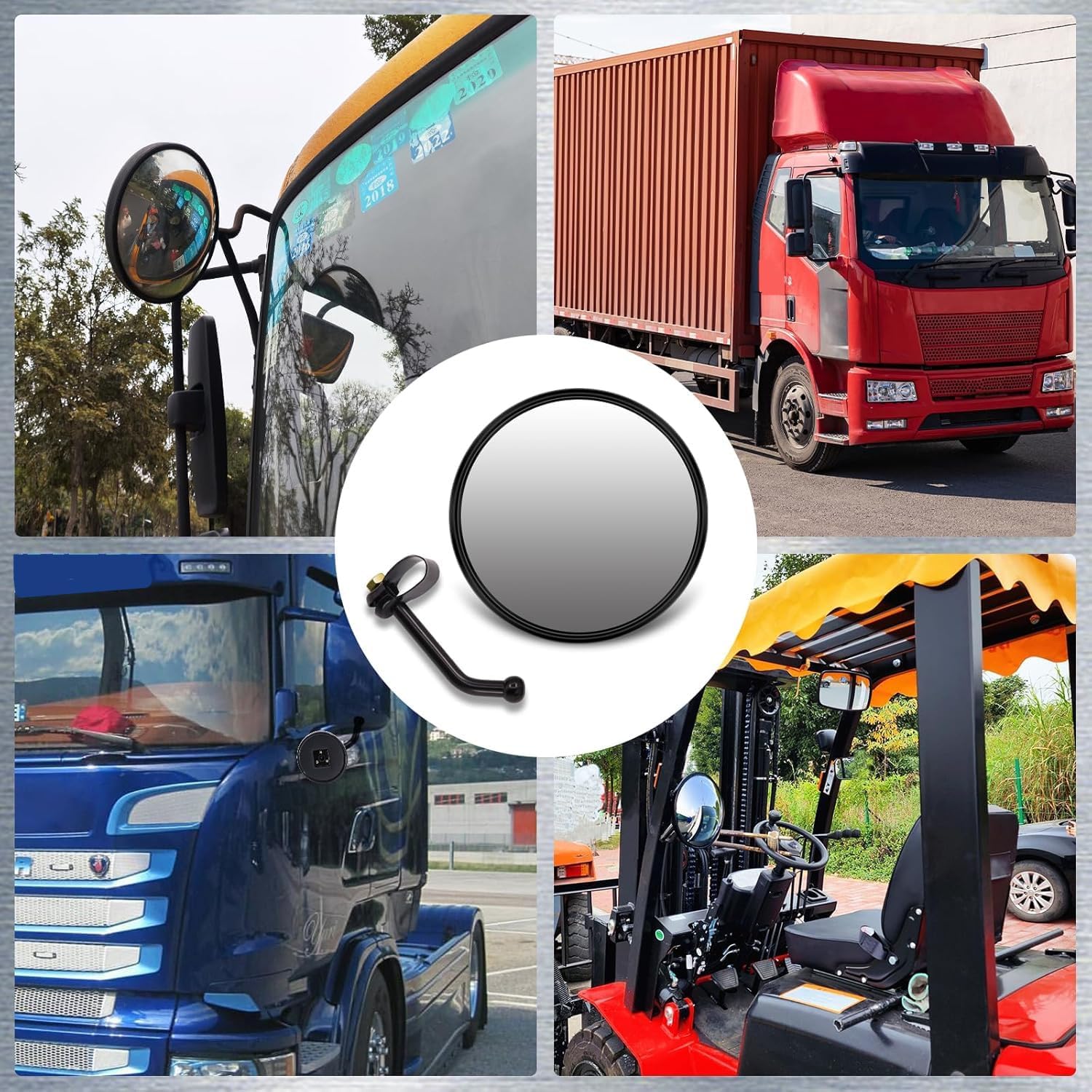 Round Convex Mirrors, Truck Rearview Driveway Mirror, Garage Park Blindspot Traffic Retail Stores, Warehouses Office with Adjustable Fixing Bracket 5.75inch (2)