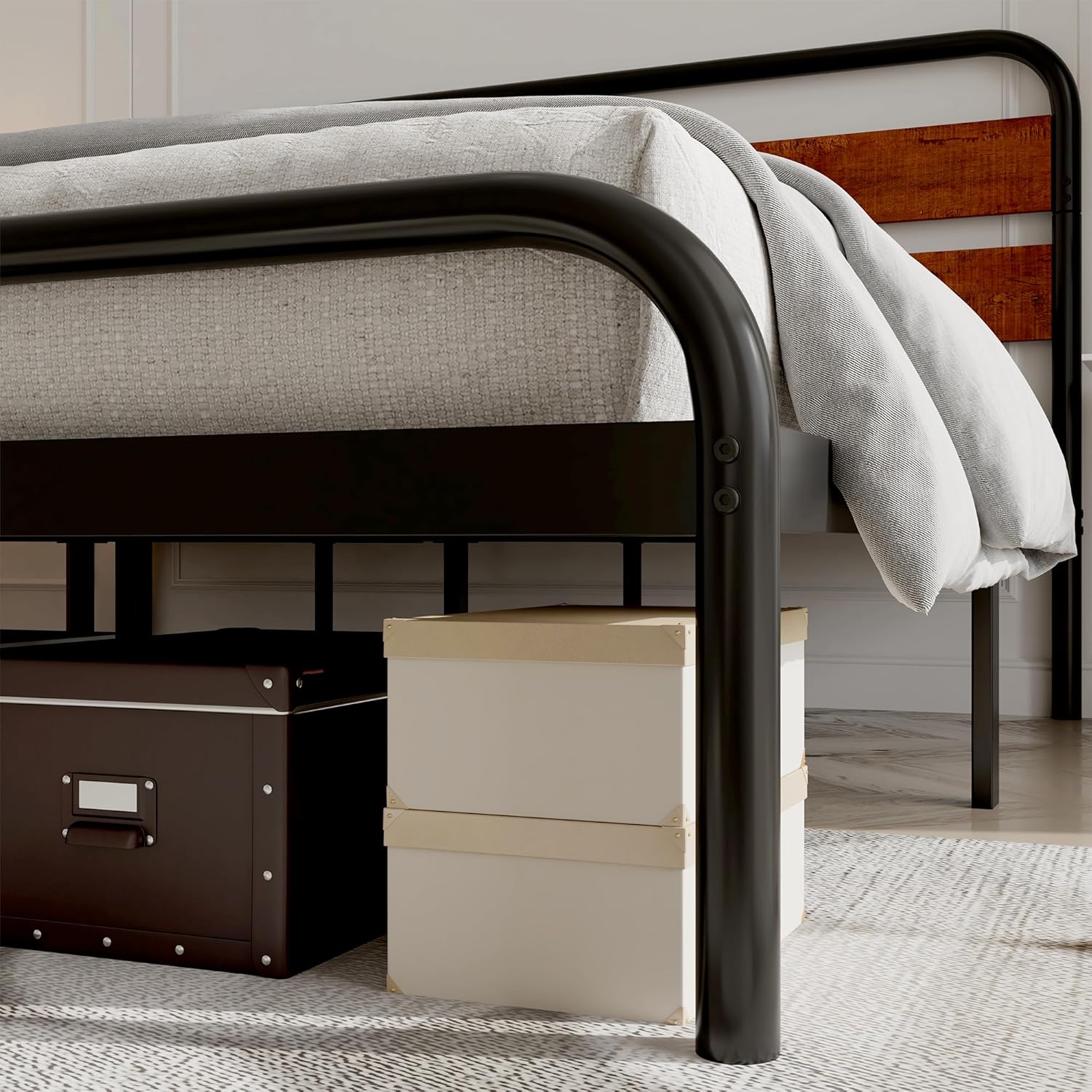 GAOMON Bed Frame, Full Size Platform Bed Frame with Wood Headboard, Heavy Duty Metal Slat Support, Noise Free Design Mattress Foundation, Easy Installation, Dark Brown