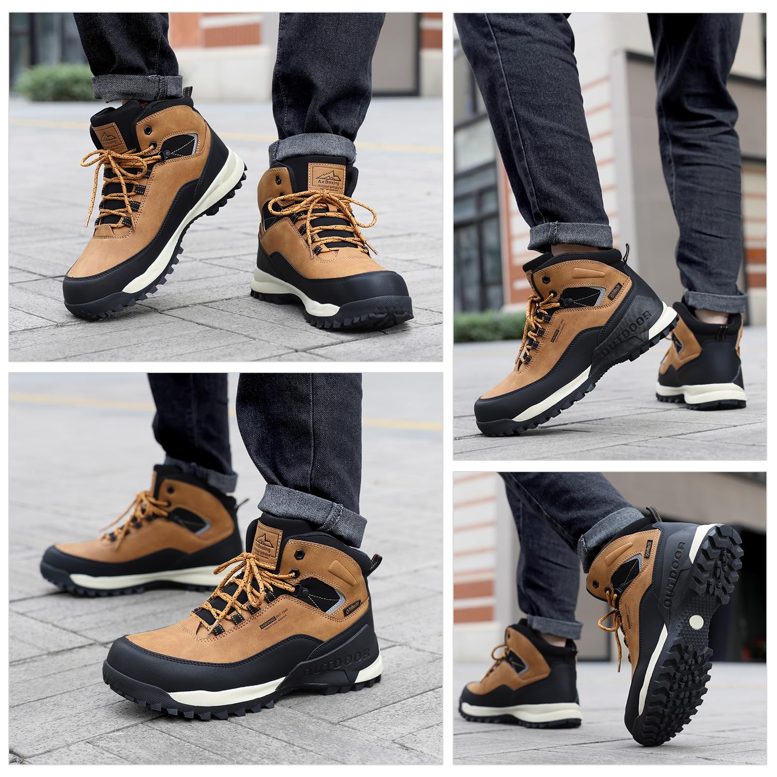 AX BOXING Botas Hombre Trekking Zapatillas Senderismo Invierno Botas de Nieve Cálido Botines Montaña al Aire Libre EU41-46