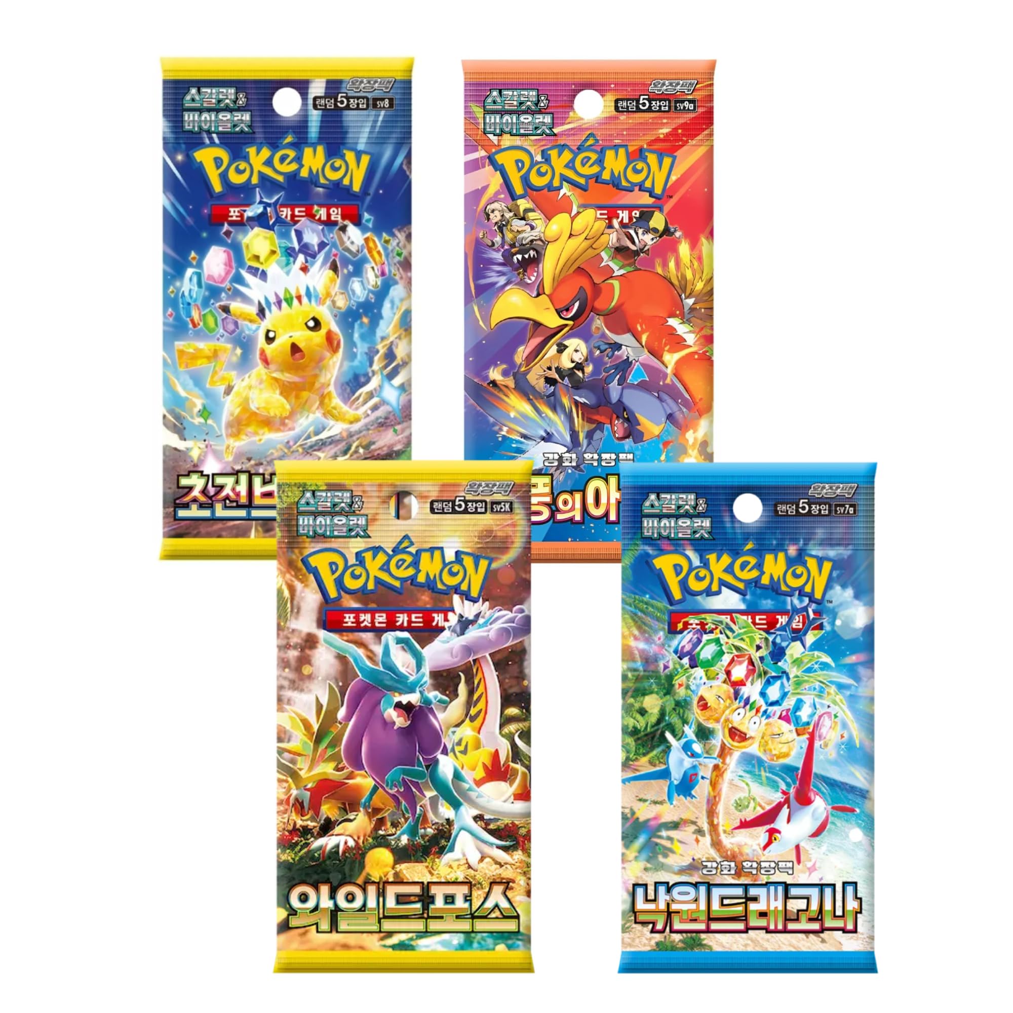 Mystery zestaw 4 wzmacniaczy Pokémon, wersja koreańska, losowy wybór 20 zestawów, oryginalne boostery TCG, koreańskie karty Pokemon + ochrona wysyłki HeartGlobal