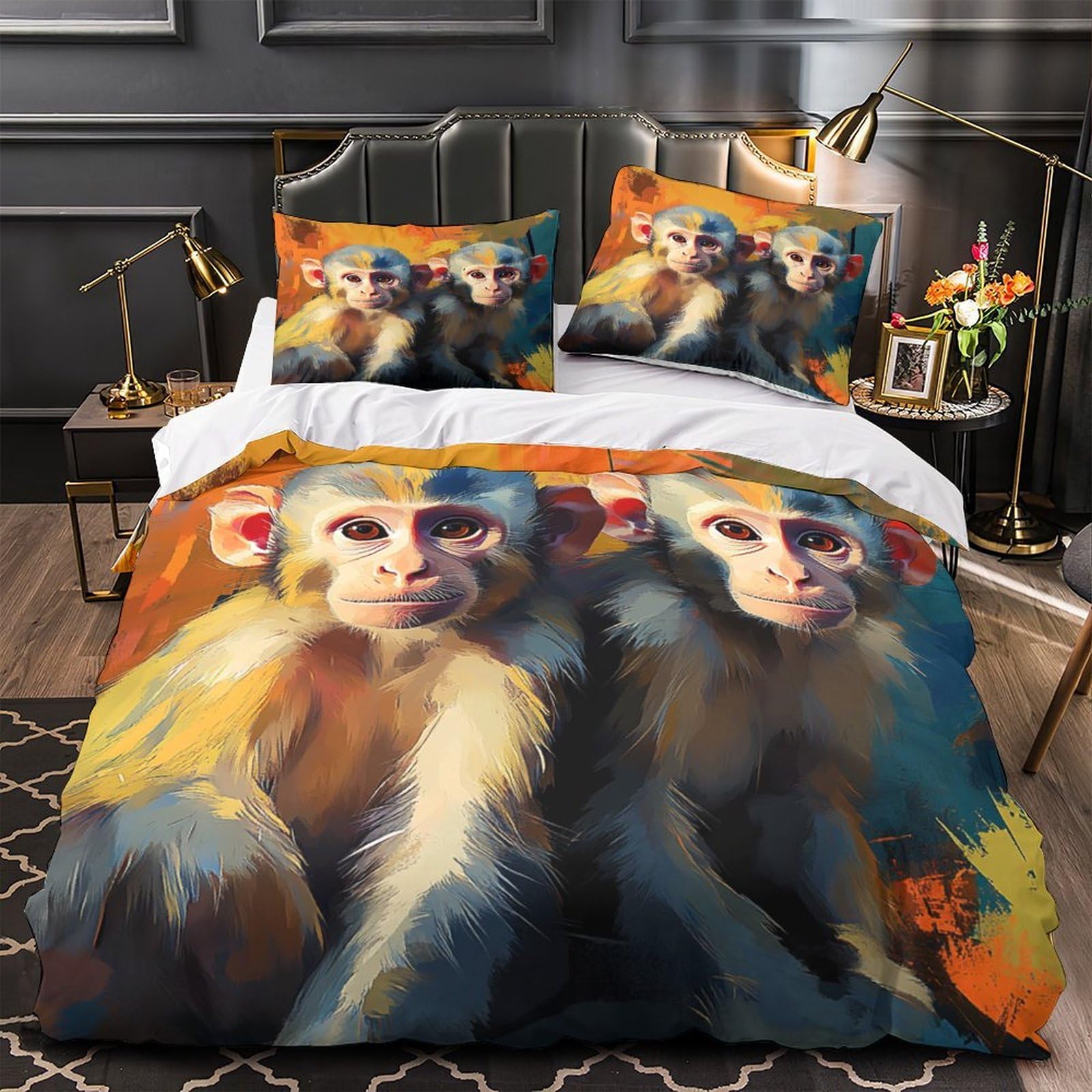 Housse de couette singes 3D king pour transformer votre chambre parentale