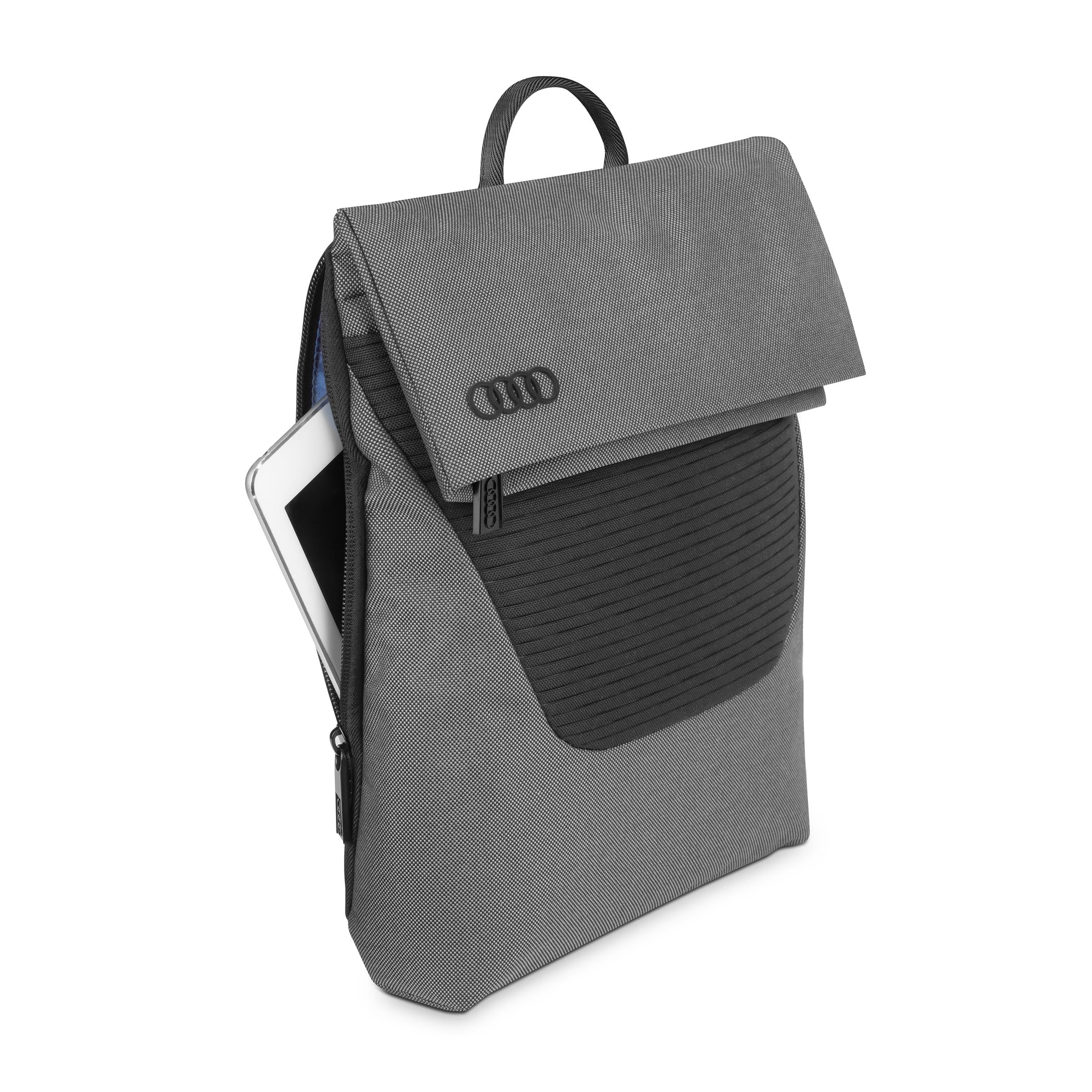 Audi 3152300500 Schultertasche Ringe Logo Tasche, mit Tabletfach für 11 Zoll Tablets, grau/schwarz