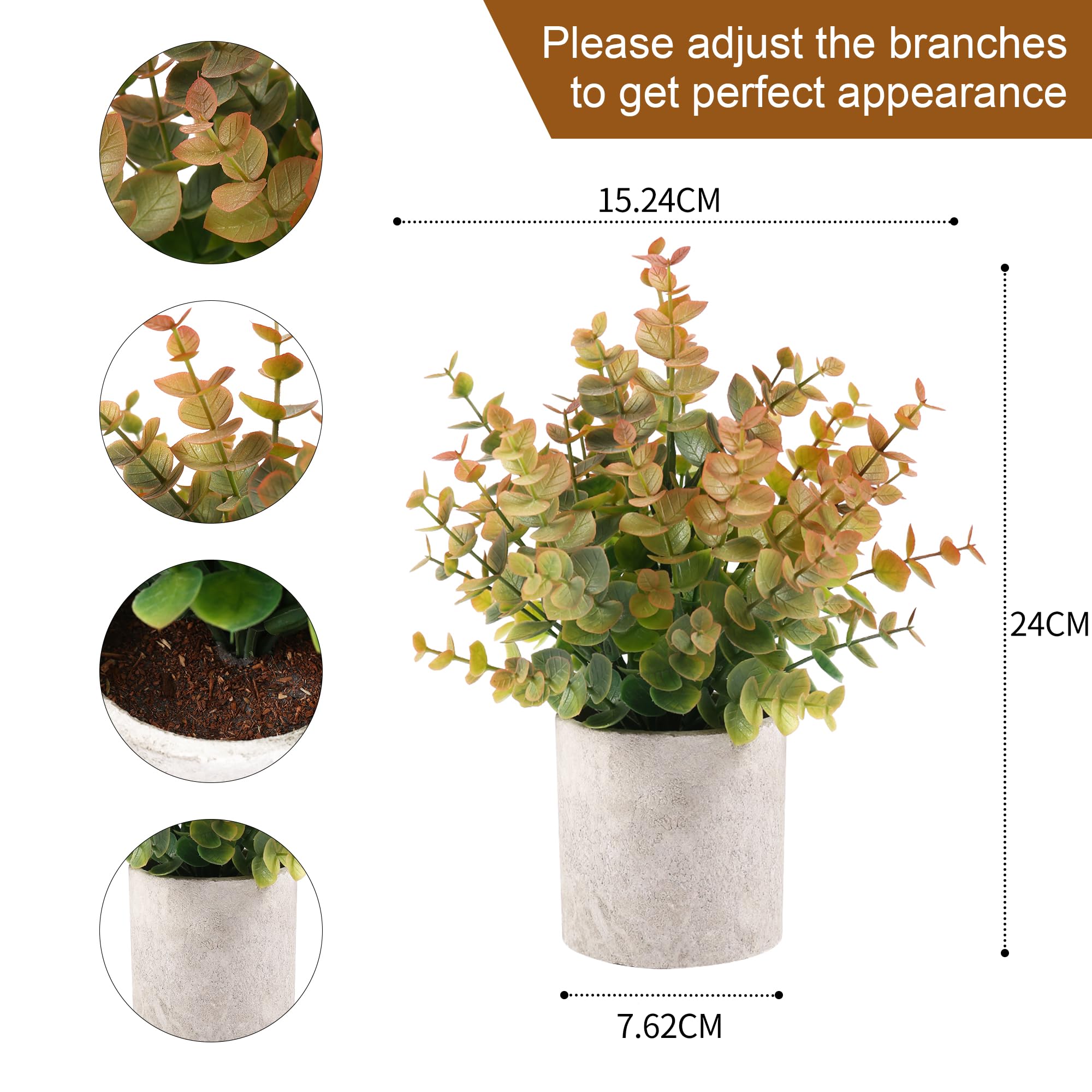 LEUCHTAMOR 2 Pack Artificial Eucalyptus Plants, Fake Plants Potted - Image 2